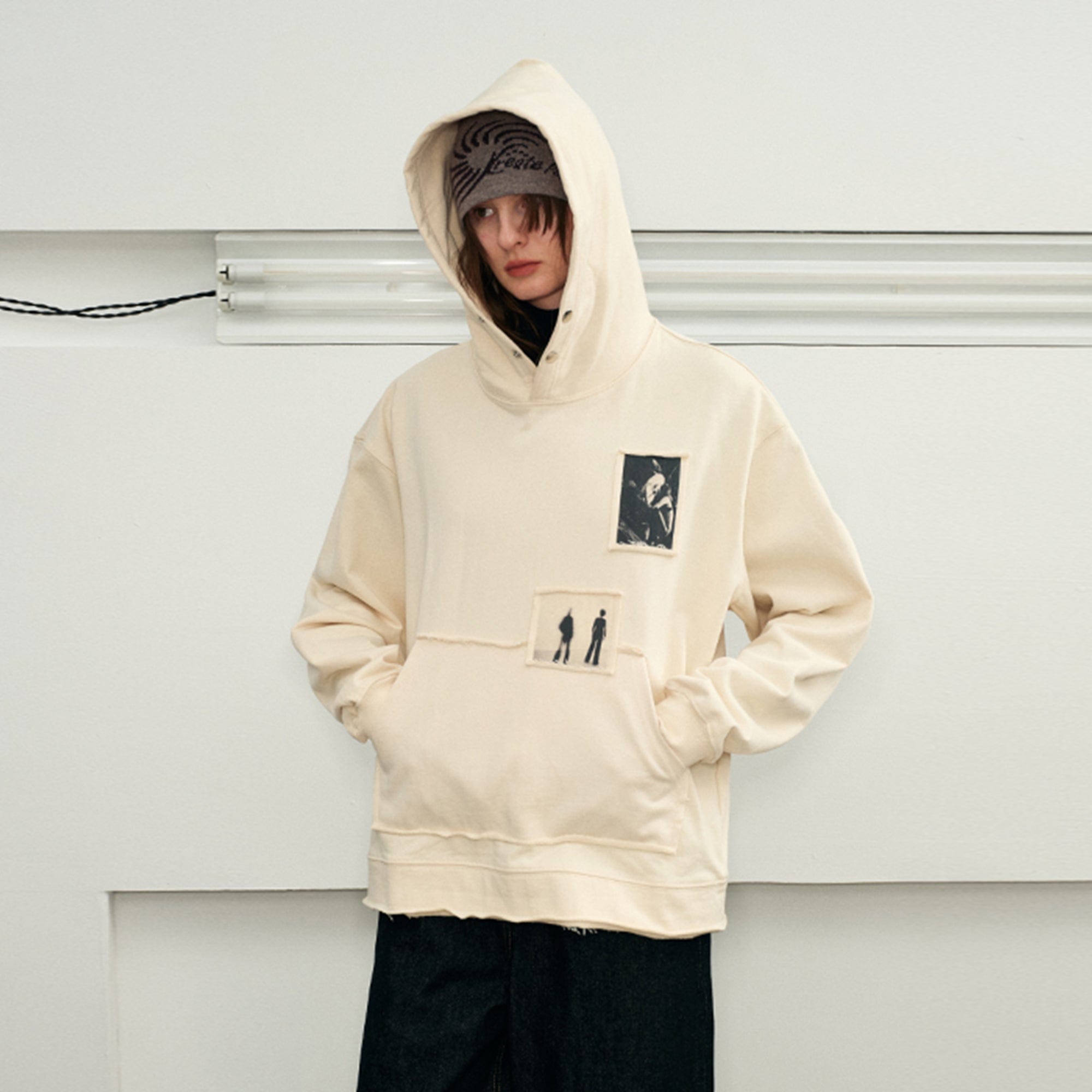 KREATE Abstract Graphics Patchwork Hoodie, premium urban and streetwear designers apparel on PROJECTISR.com, KREATE