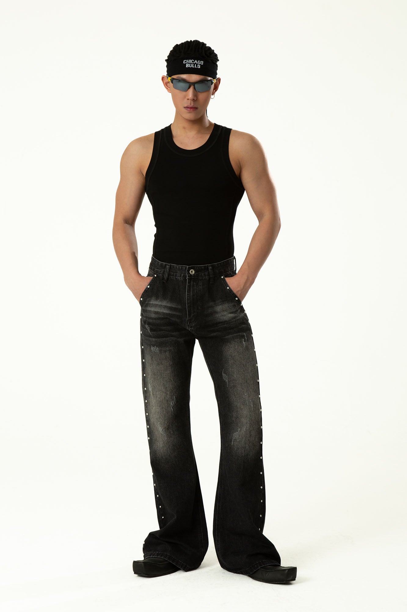 CLP Studded-Seam Flared Jeans, premium urban and streetwear designers apparel on PROJECTISR.com, CLP