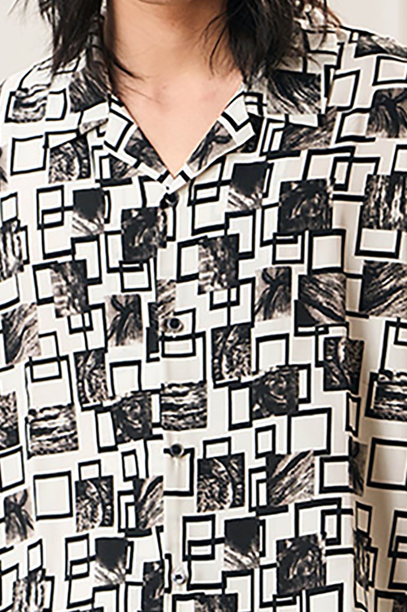 EPIC POETRY Monochrome Collage Grid Cuban Half Shirt, premium urban and streetwear designers apparel on PROJECTISR.com, EPIC POETRY