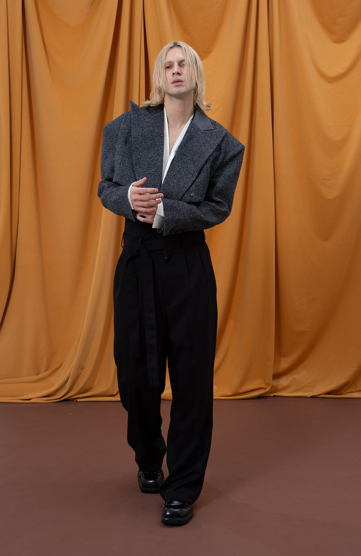 CLP Retro Wool-Blend Spliced Oversized Blazer