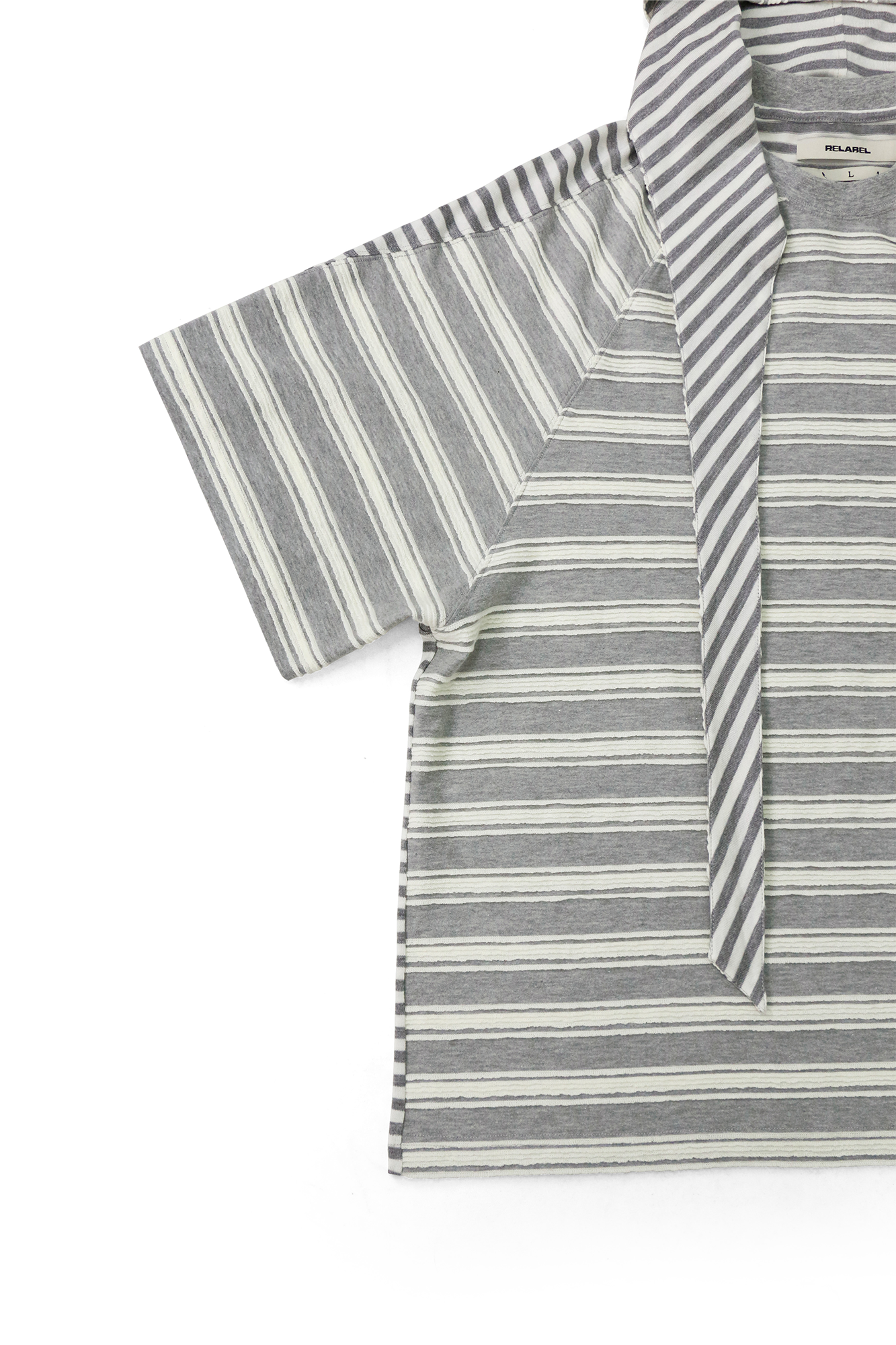 RELABEL Striped Wool-Blend Detachable Hood Tee, premium urban and streetwear designers apparel on PROJECTISR.com, RELABEL