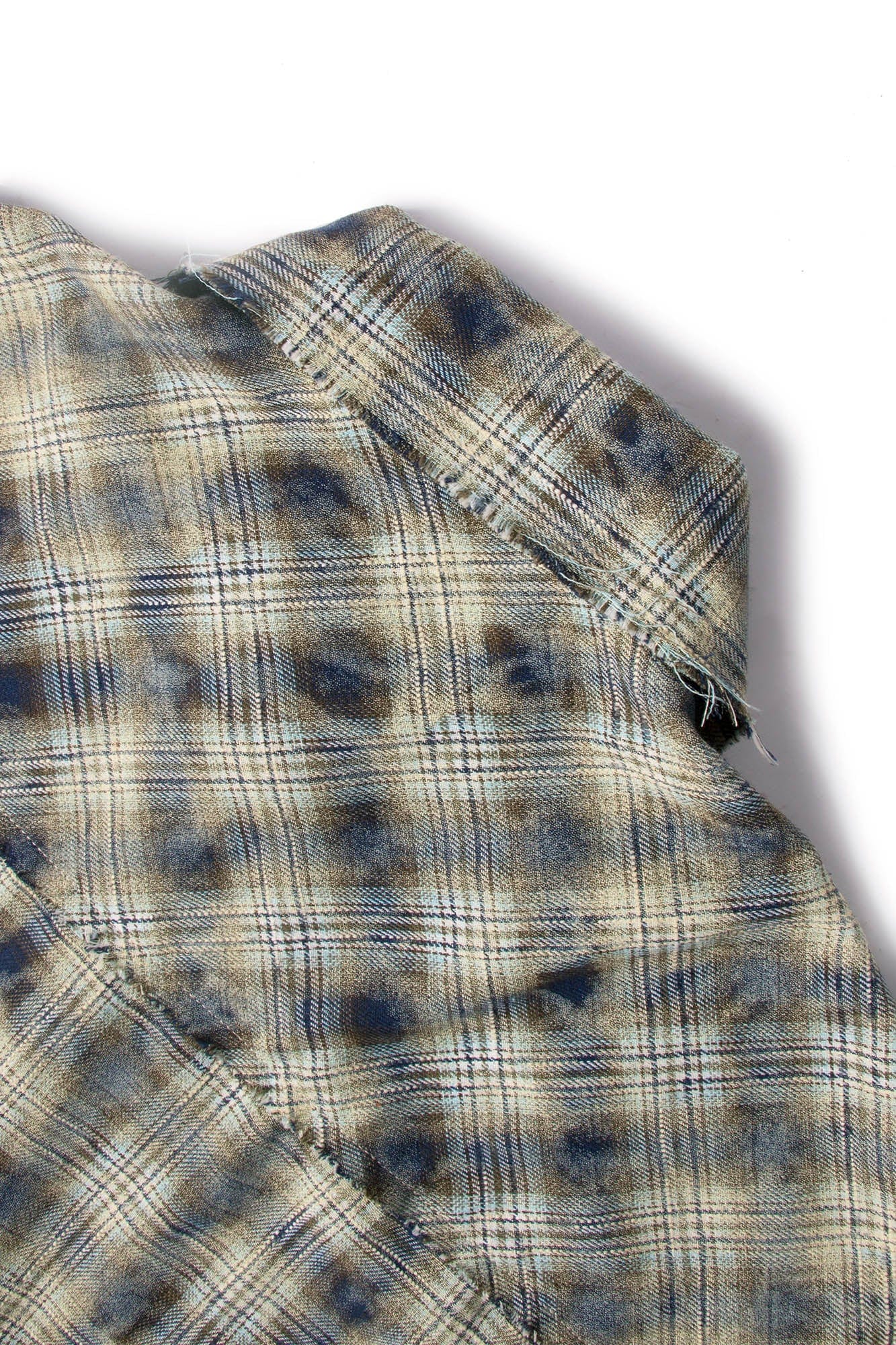RELABEL Tie-dye Plaid Dual Closure Frayed Shirt, premium urban and streetwear designers apparel on PROJECTISR.com, RELABEL