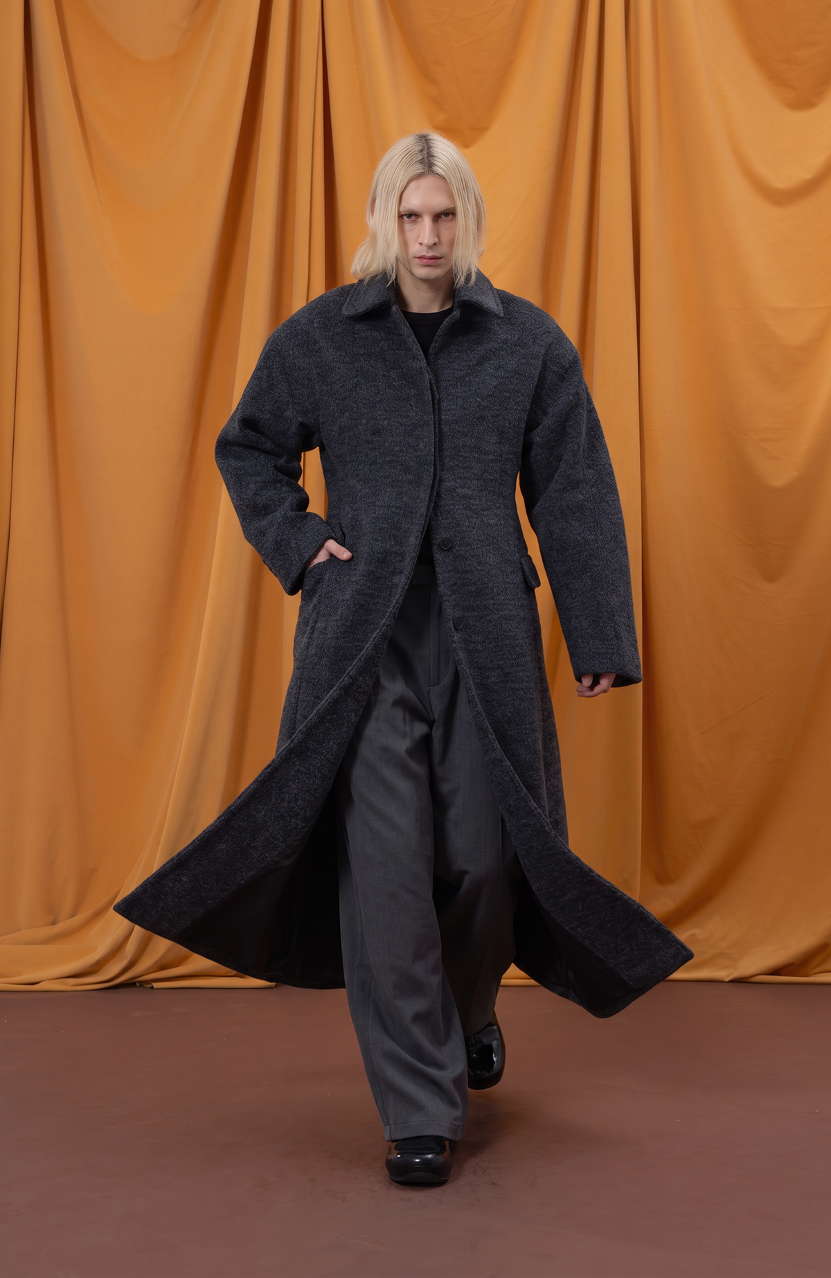 CLP Retro Cinched-Waist Wool-Blend Cocoon Coat