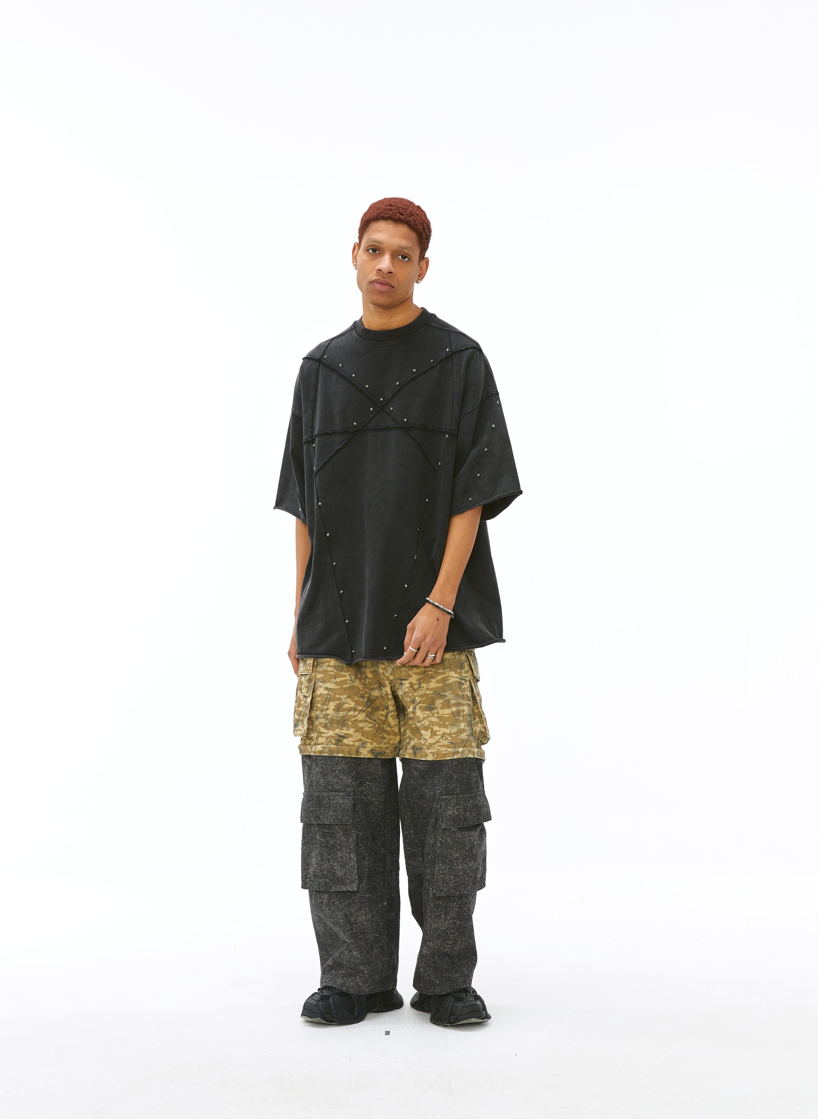 VANN VALRENCE Detachable Two-Tone Paneled Cargo Jeans, premium urban and streetwear designers apparel on PROJECTISR.com, VANN VALRENCE