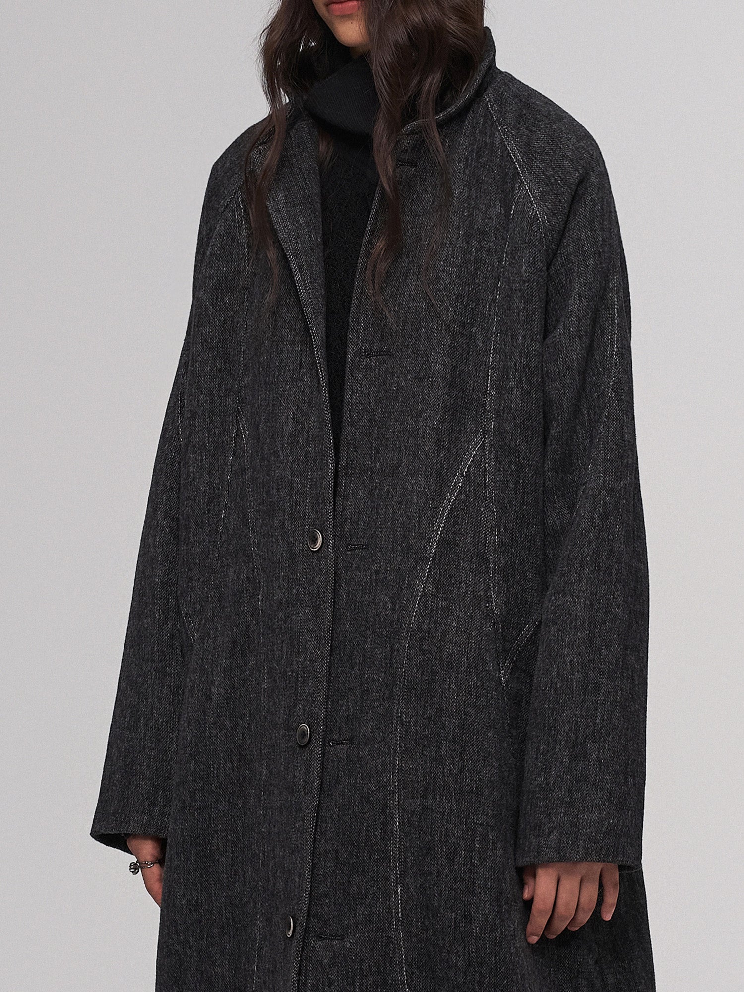 ILNya Nieternite Nifutur Minimal Wool-Blend Seam-Panel Long Coat