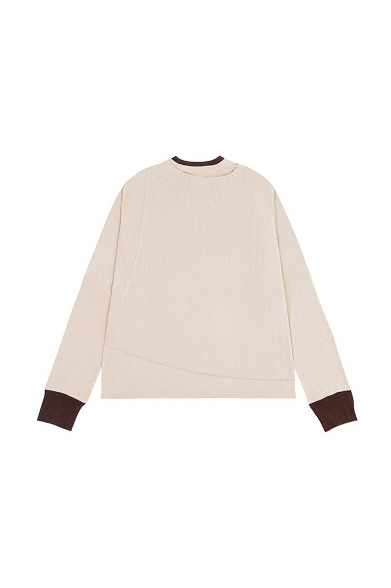 IN EXISTENCE Layered Asymmetrical Neck Embroidered Long-Sleeve Tee, premium urban and streetwear designers apparel on PROJECTISR.com, IN EXISTENCE