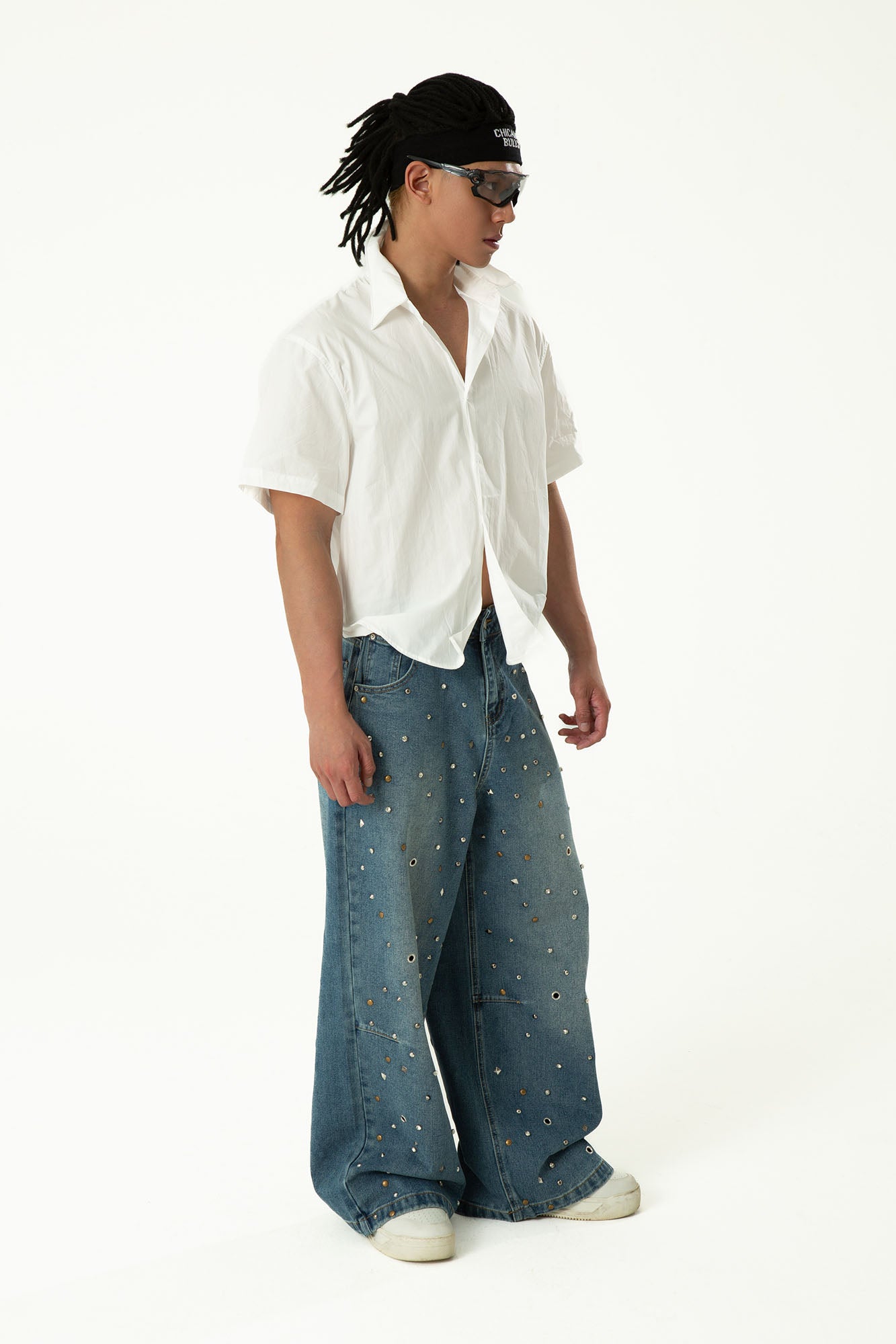 CLP Diamond Studded Wide-Leg Jeans, premium urban and streetwear designers apparel on PROJECTISR.com, CLP