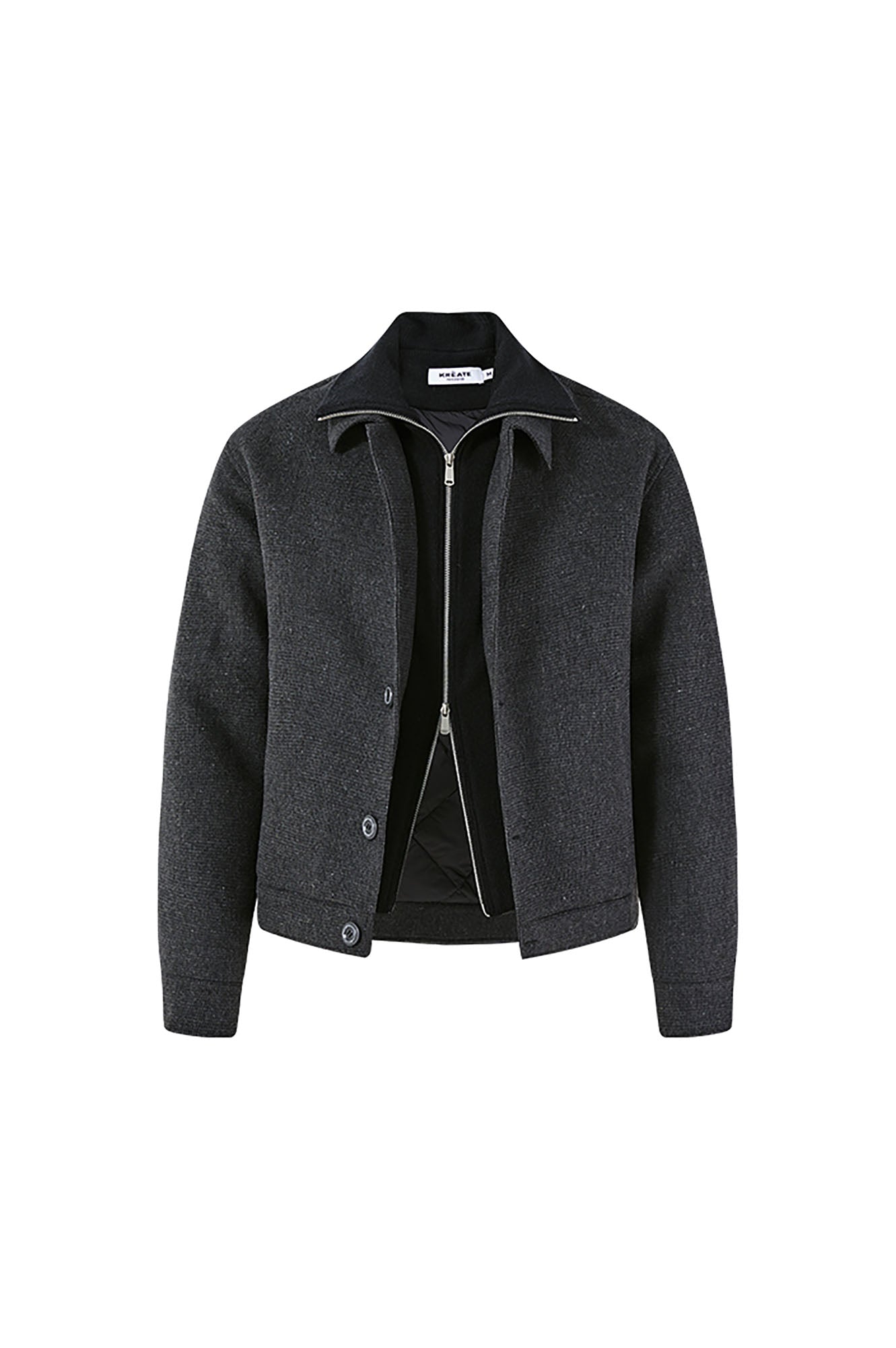 KREATE Faux Layered High-Neck Padded Blouson, premium urban and streetwear designers apparel on PROJECTISR.com, KREATE