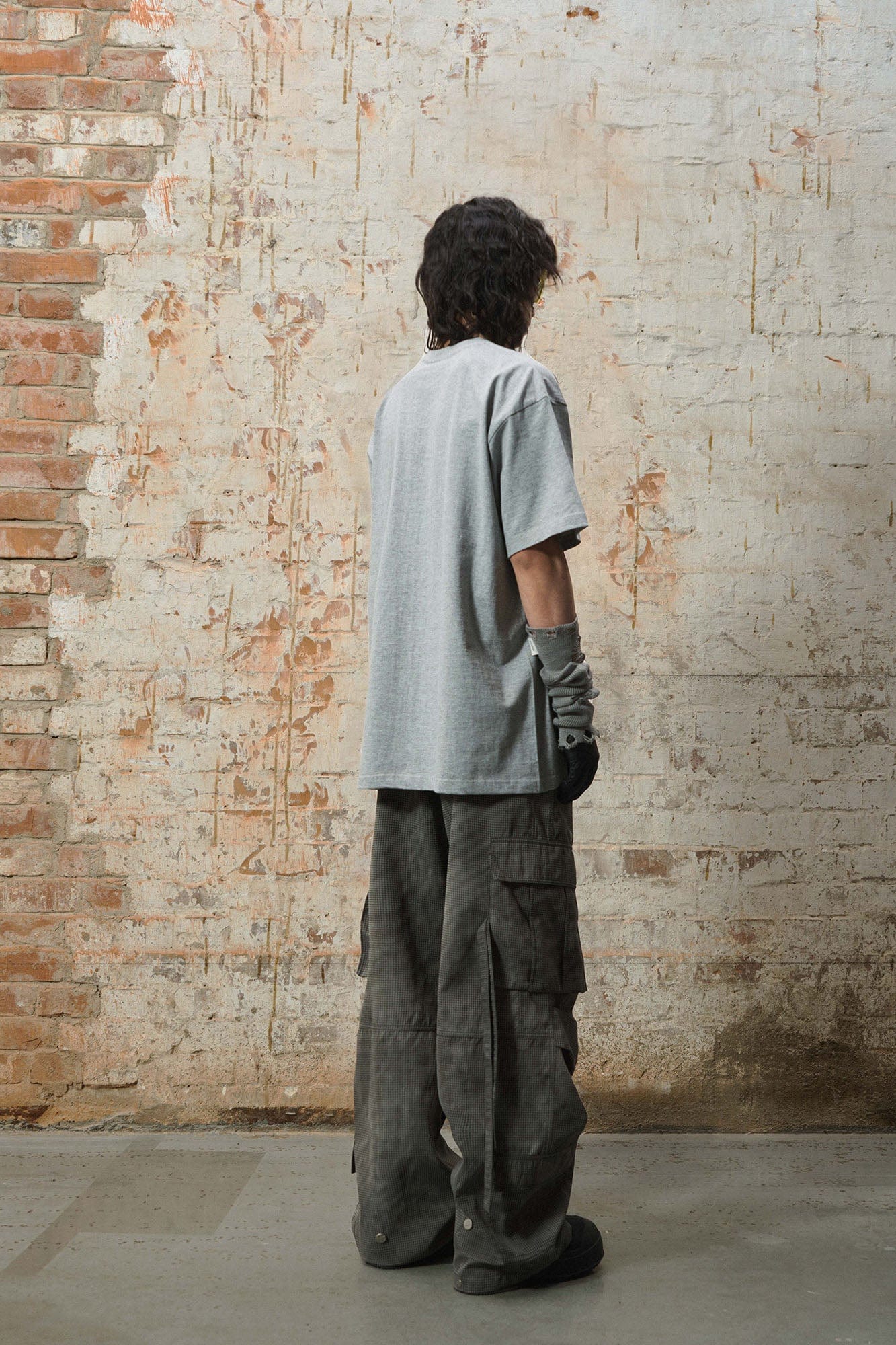 RELABEL Mini Checker Multi-Pocket Strap Pleated Cargo Pants Dark Gray, premium urban and streetwear designers apparel on PROJECTISR.com, RELABEL