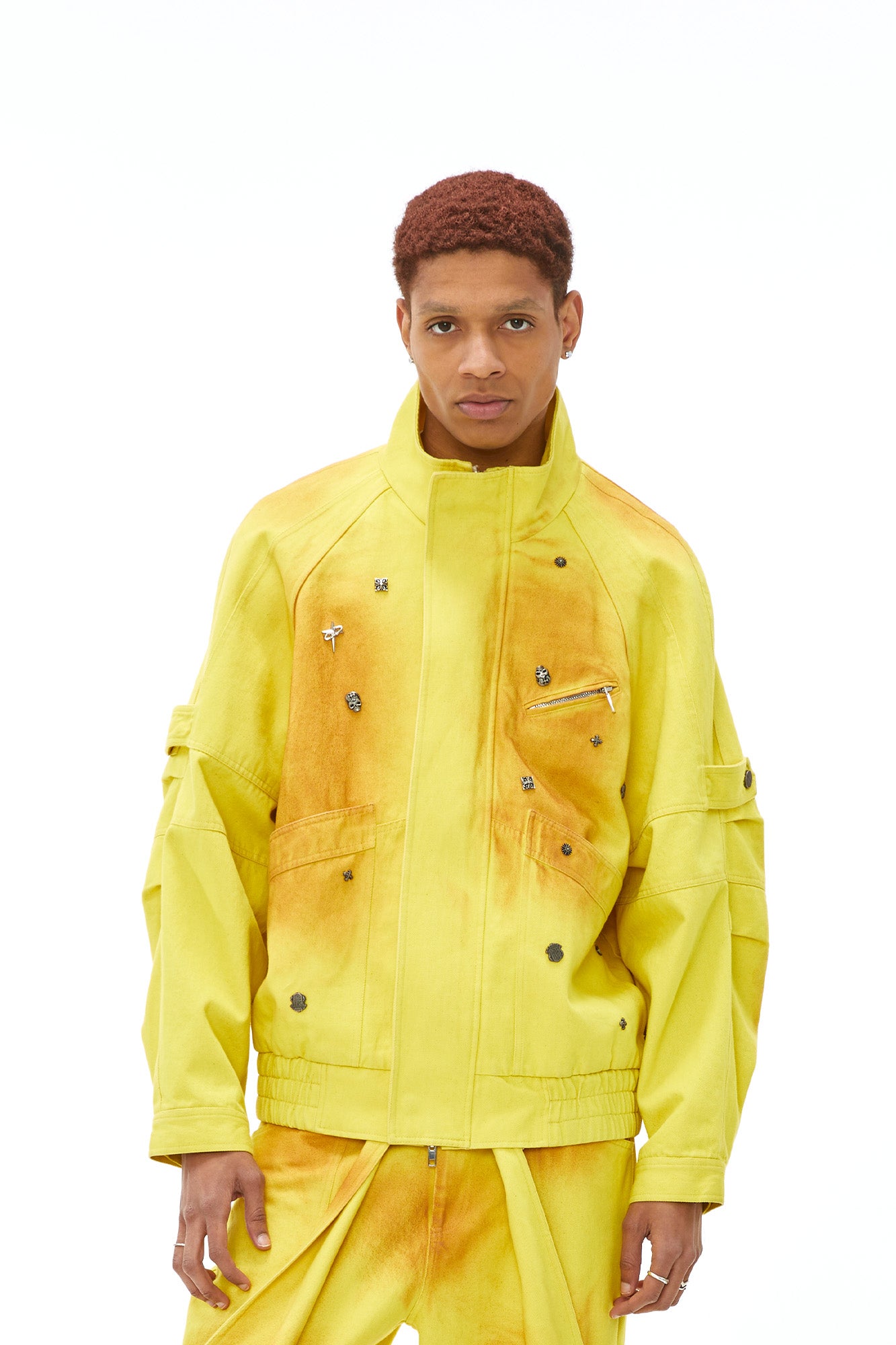 VANN VALRENCE Studded Gradient Stand Collar Oversized Jacket, premium urban and streetwear designers apparel on PROJECTISR.com, VANN VALRENCE
