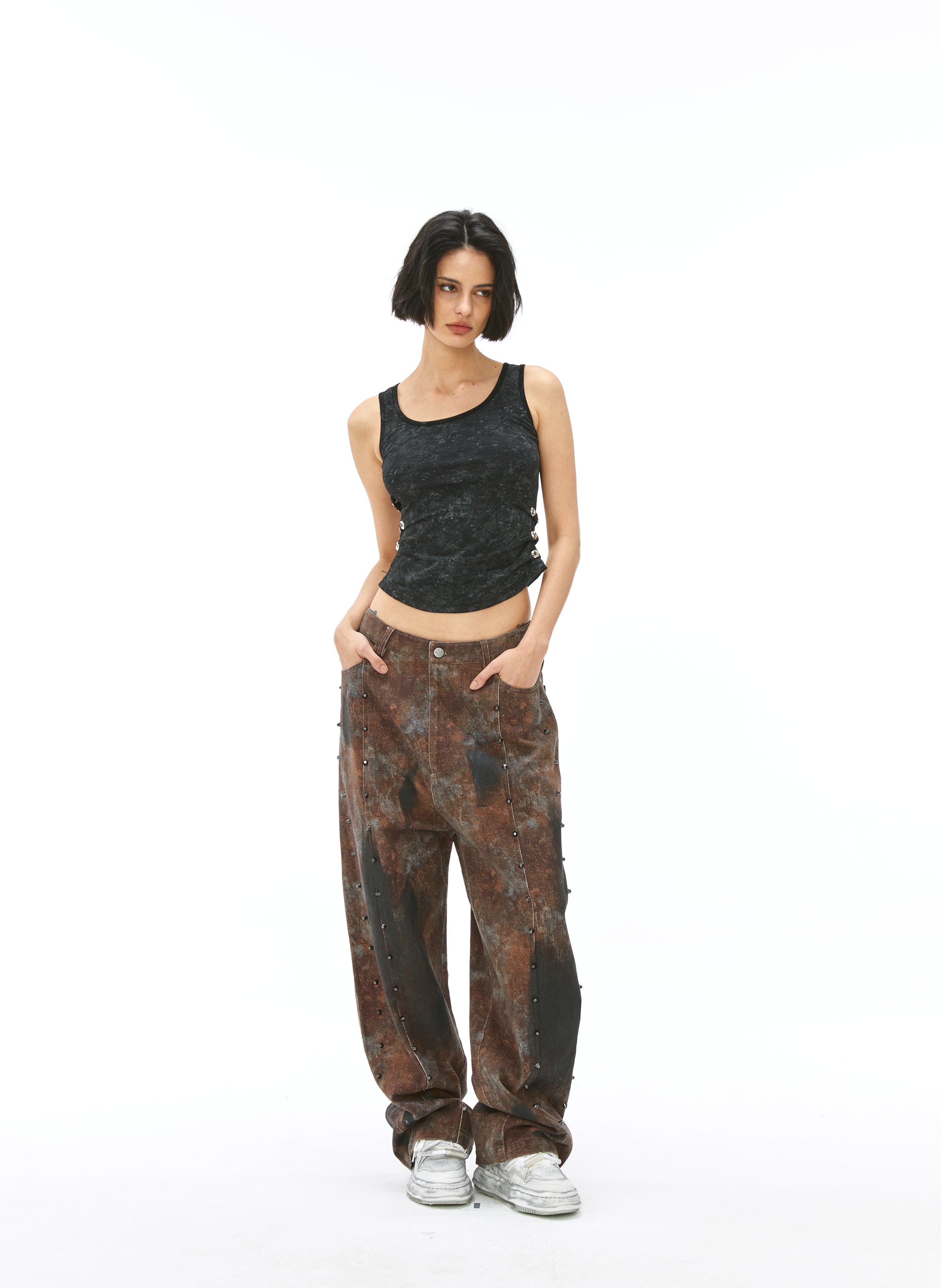 VANN VALRENCE Dirty Fit Studded Straight-Leg Jeans, premium urban and streetwear designers apparel on PROJECTISR.com, VANN VALRENCE