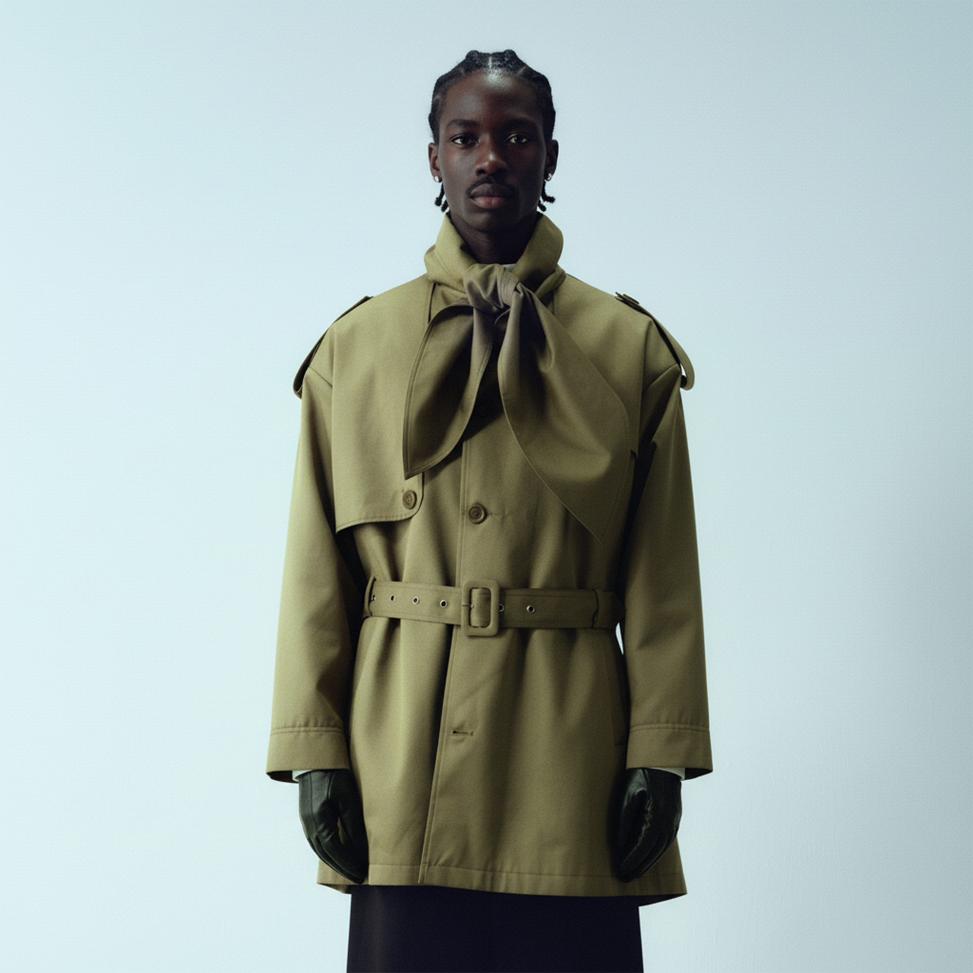 KADAKADA Scarf-Tie Waterproof Belted Trench