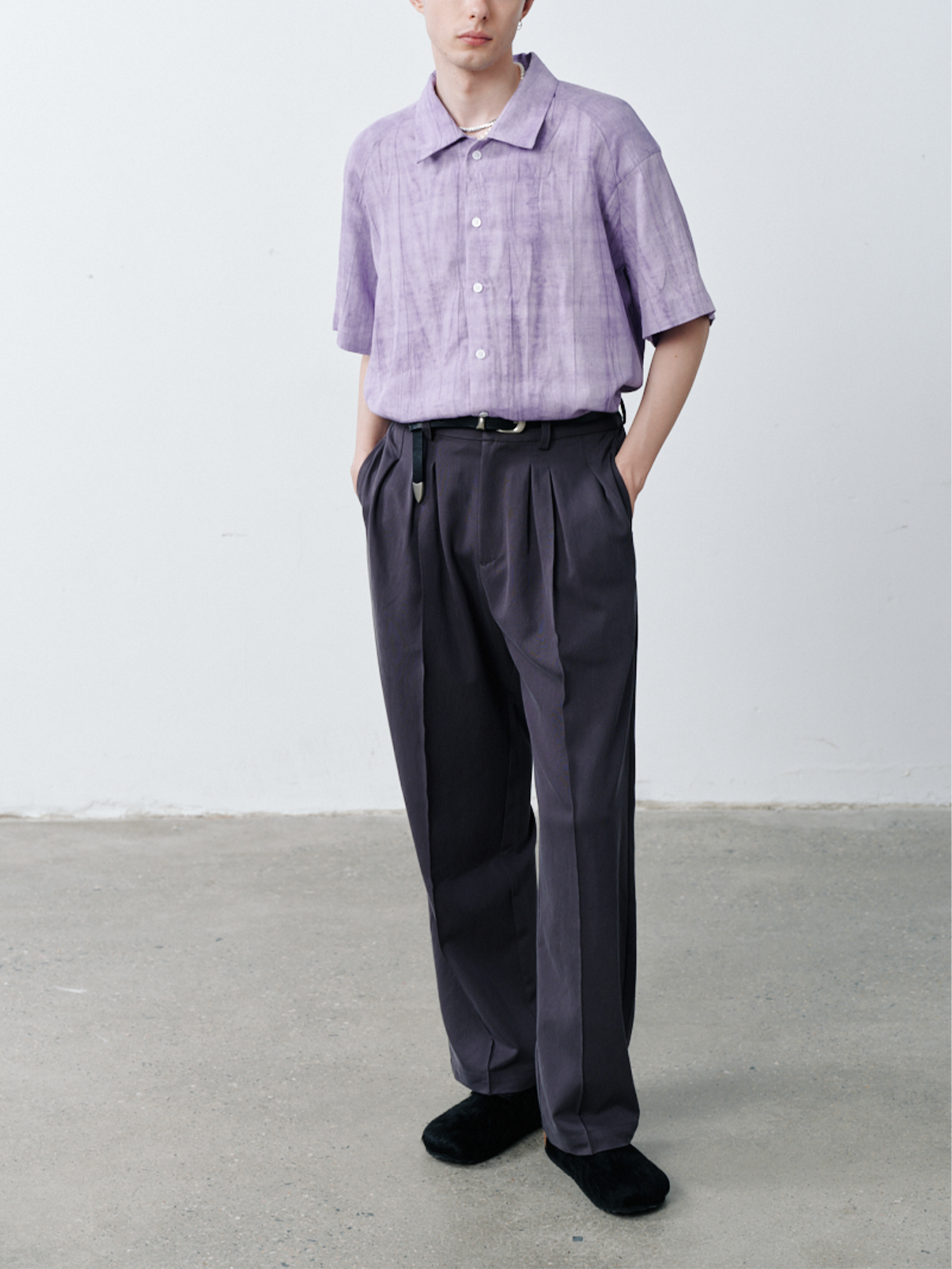 GRAINMUSTARD Crinkled Linen-Cotton Half Shirt, premium urban and streetwear designers apparel on PROJECTISR.com, GRAINMUSTARD