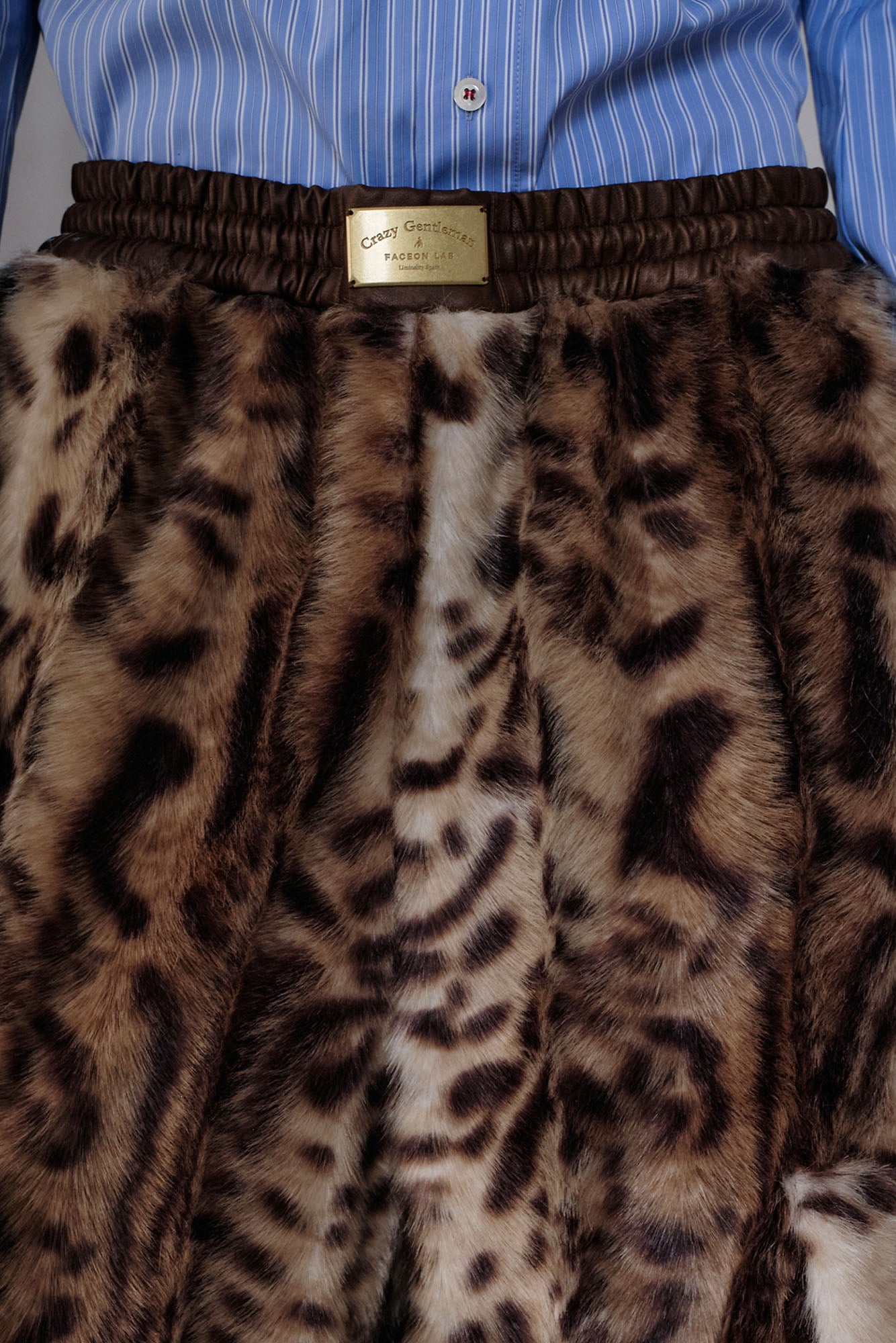 FACEONLAB Leopard Faux Fur Oversized Pants
