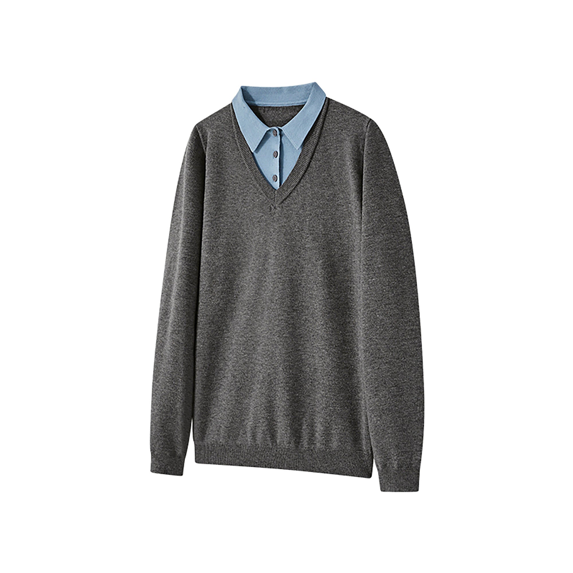 KREATE Contrast Faux Layered Polo Sweater