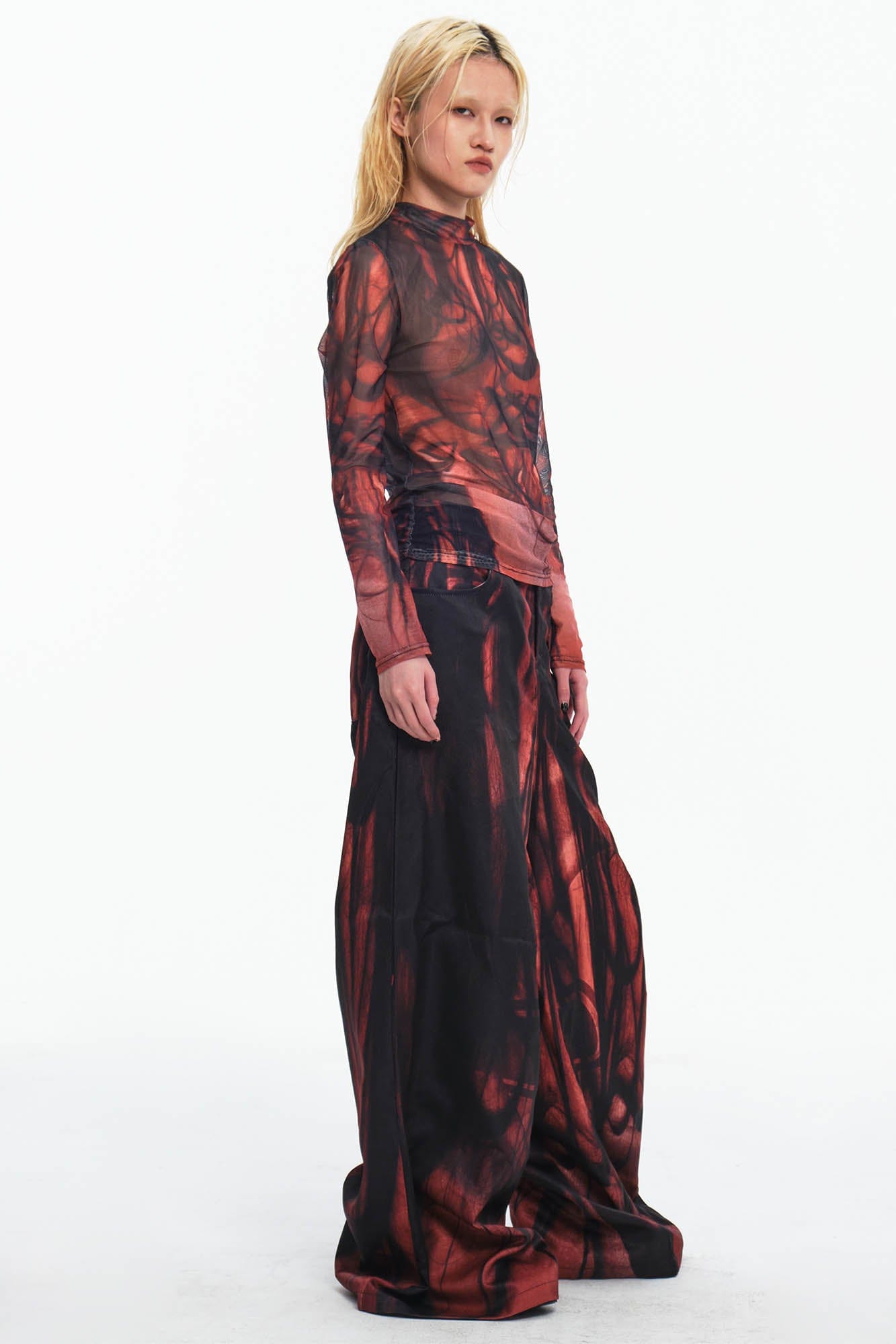 EMBRYO Hair Full-Print Wide-Leg Pants, premium urban and streetwear designers apparel on PROJECTISR.com, EMBRYO