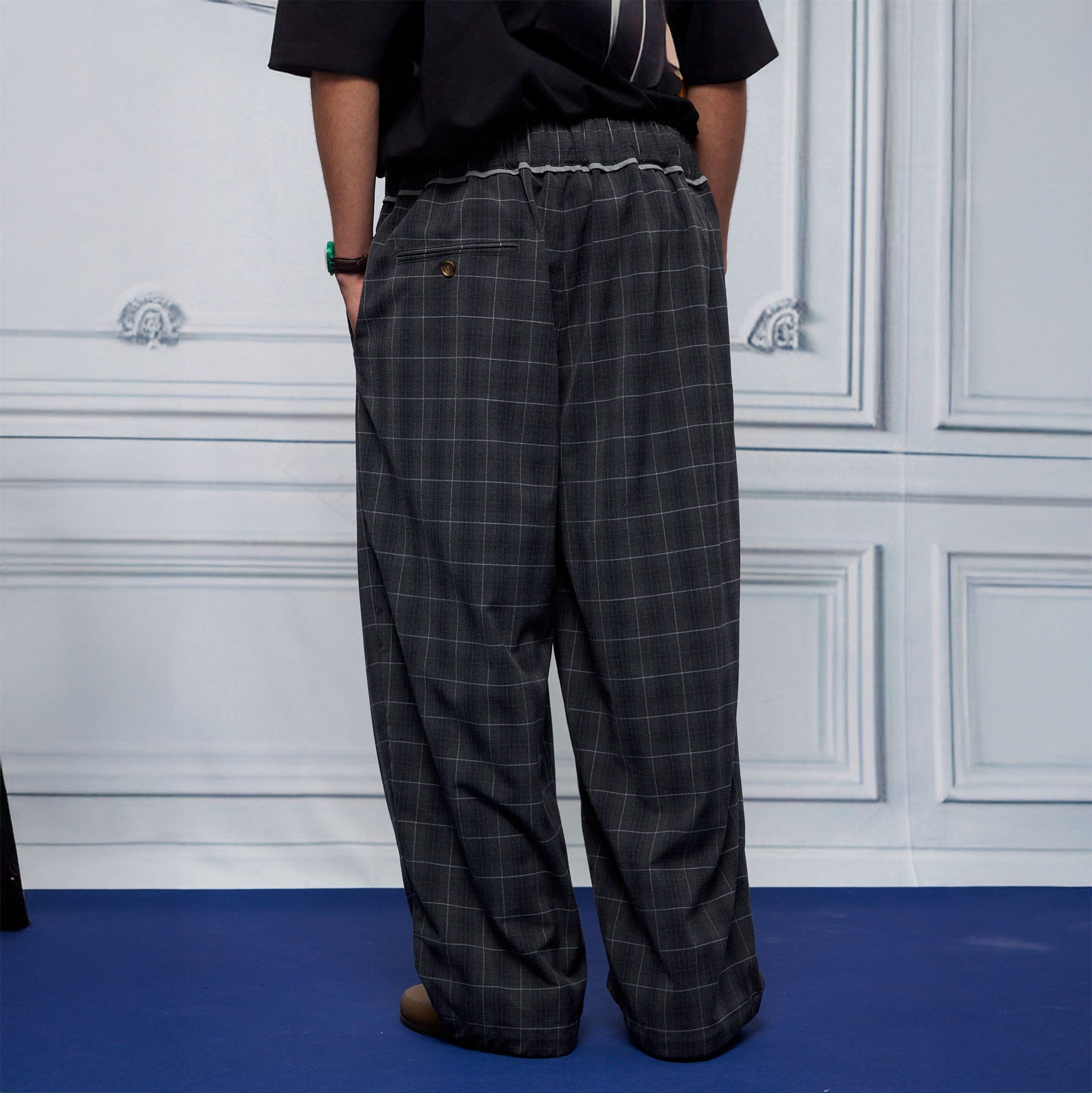 UNLIMITED MOTE Pleated Drawstring Wide-Leg Pants, premium urban and streetwear designers apparel on PROJECTISR.com, UNLIMITED MOTE