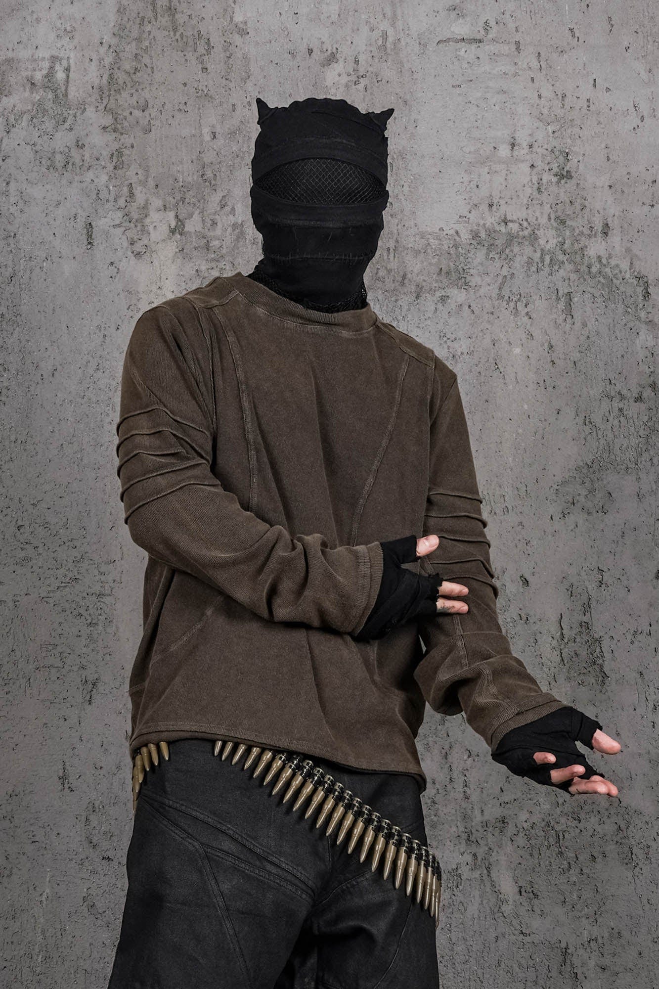 UNDERWATER Distressed Deconstructed Light Sweatshirt Brown, premium urban and streetwear designers apparel on PROJECTISR.com, UNDERWATER