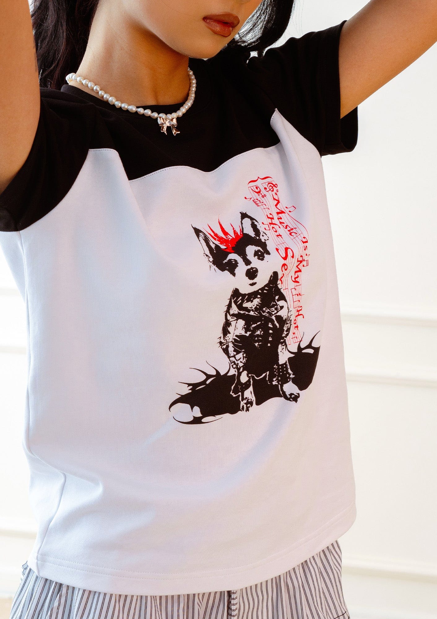 KADAKADA Punk Pup Graphic Spliced T-Shirt, premium urban and streetwear designers apparel on PROJECTISR.com, KADAKADA