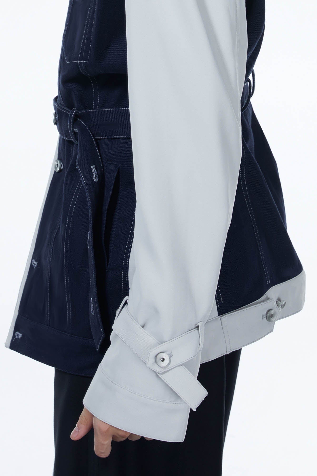 LOSTNFOUND Spliced Stitch Strappy Jacket, premium urban and streetwear designers apparel on PROJECTISR.com, LOSTNFOUND