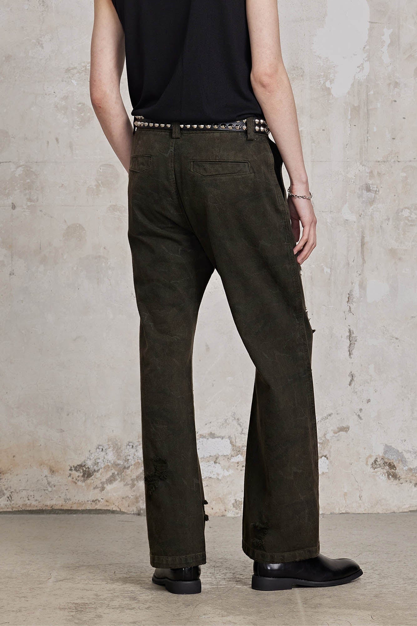 FACEONLAB Ripped Cracked Straight-Leg Pant, premium urban and streetwear designers apparel on PROJECTISR.com, FACEONLAB