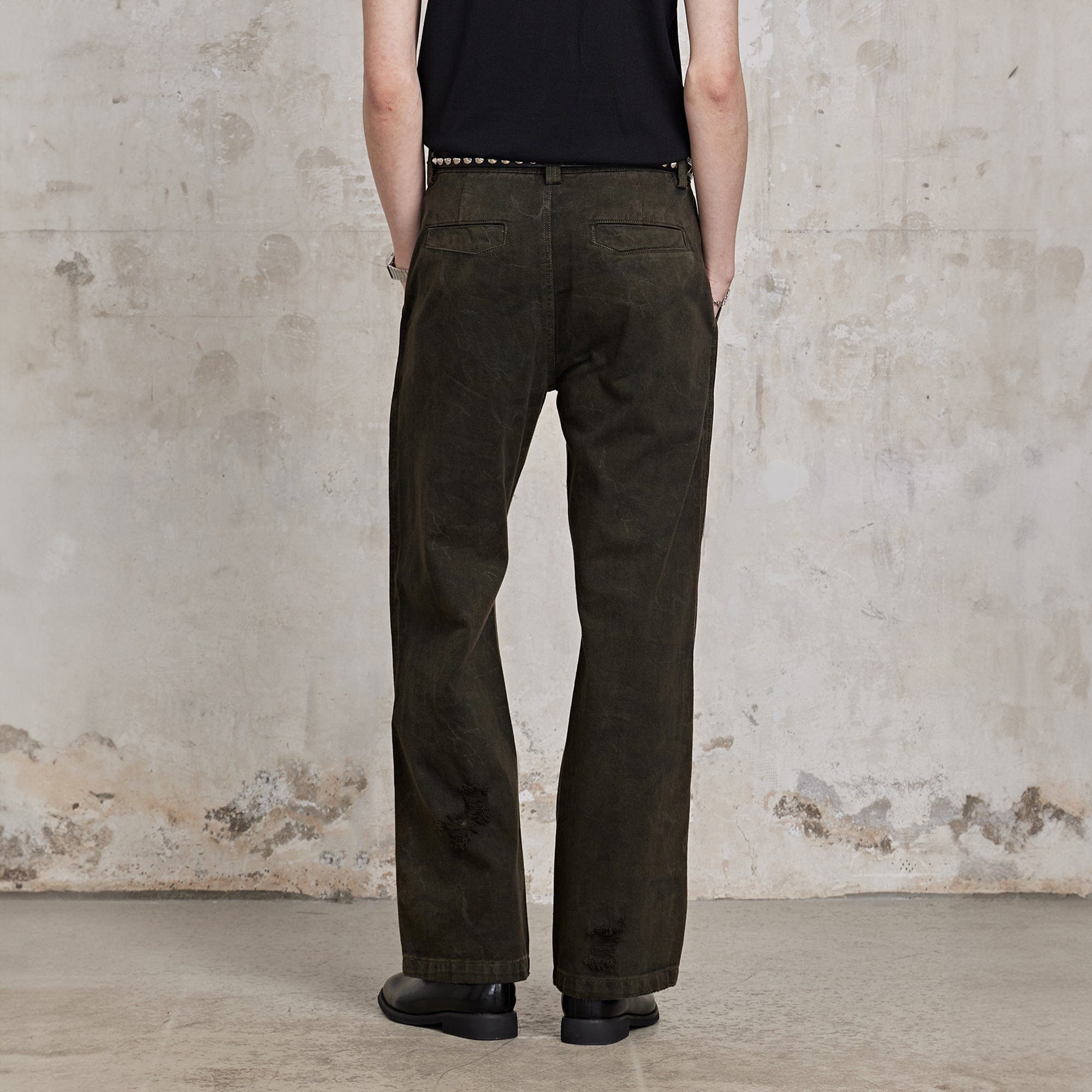 FACEONLAB Ripped Cracked Straight-Leg Pant, premium urban and streetwear designers apparel on PROJECTISR.com, FACEONLAB