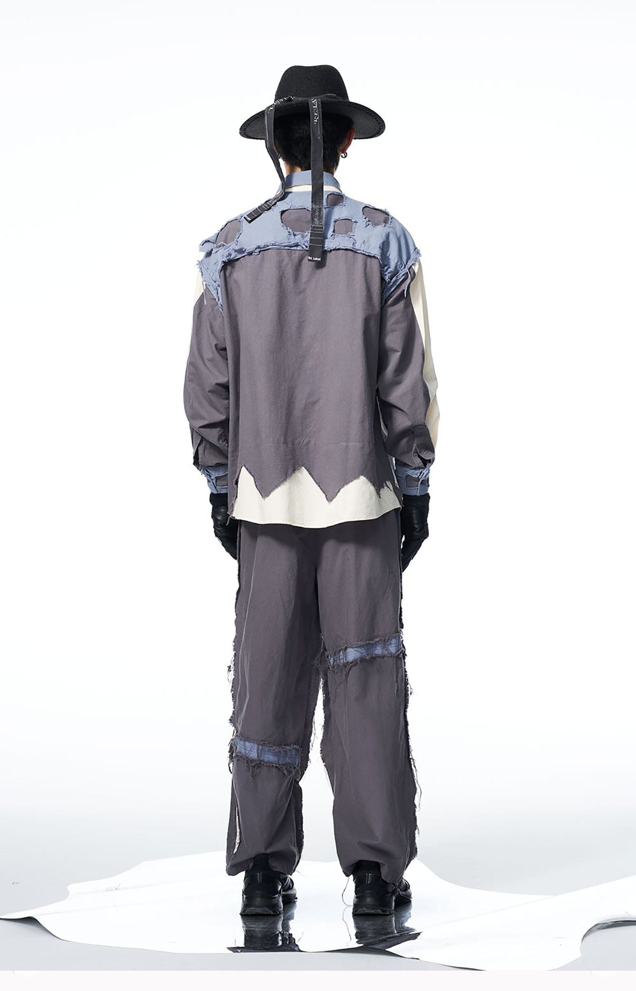 RELABEL Deconstructed Paneled Raw-Edge Frayed Shirt, premium urban and streetwear designers apparel on PROJECTISR.com, RELABEL