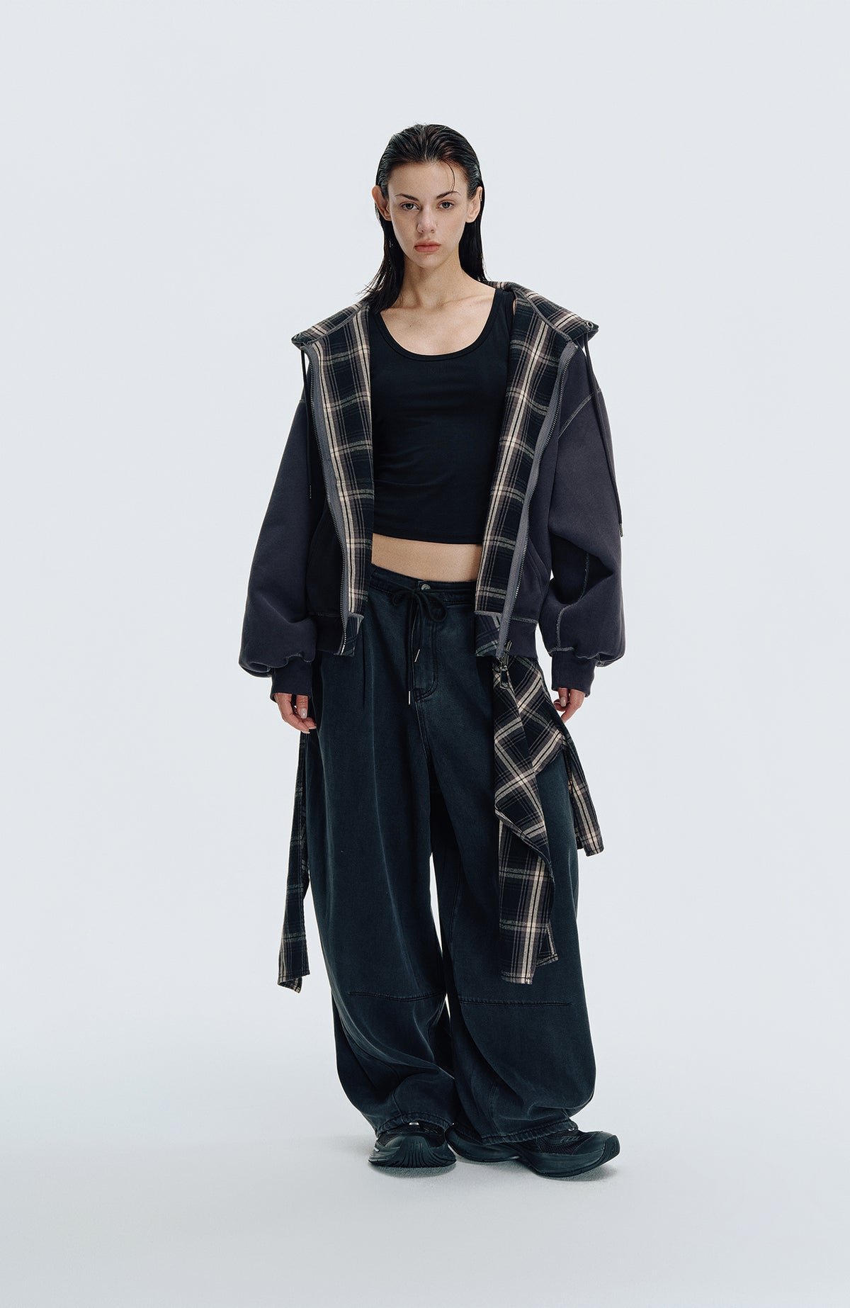 HAHAHA STUDIOS Plaid Reversible Hooded Jacket