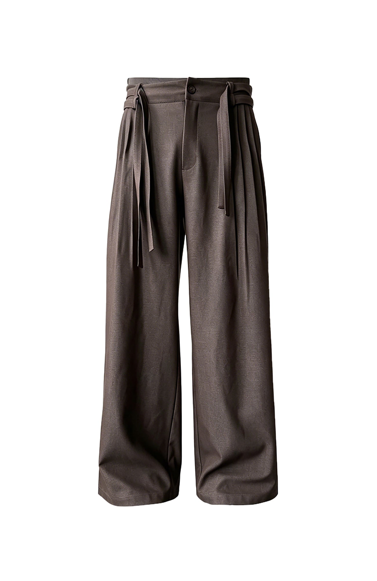KREATE Double Belt Pleated Wide-Leg Trousers