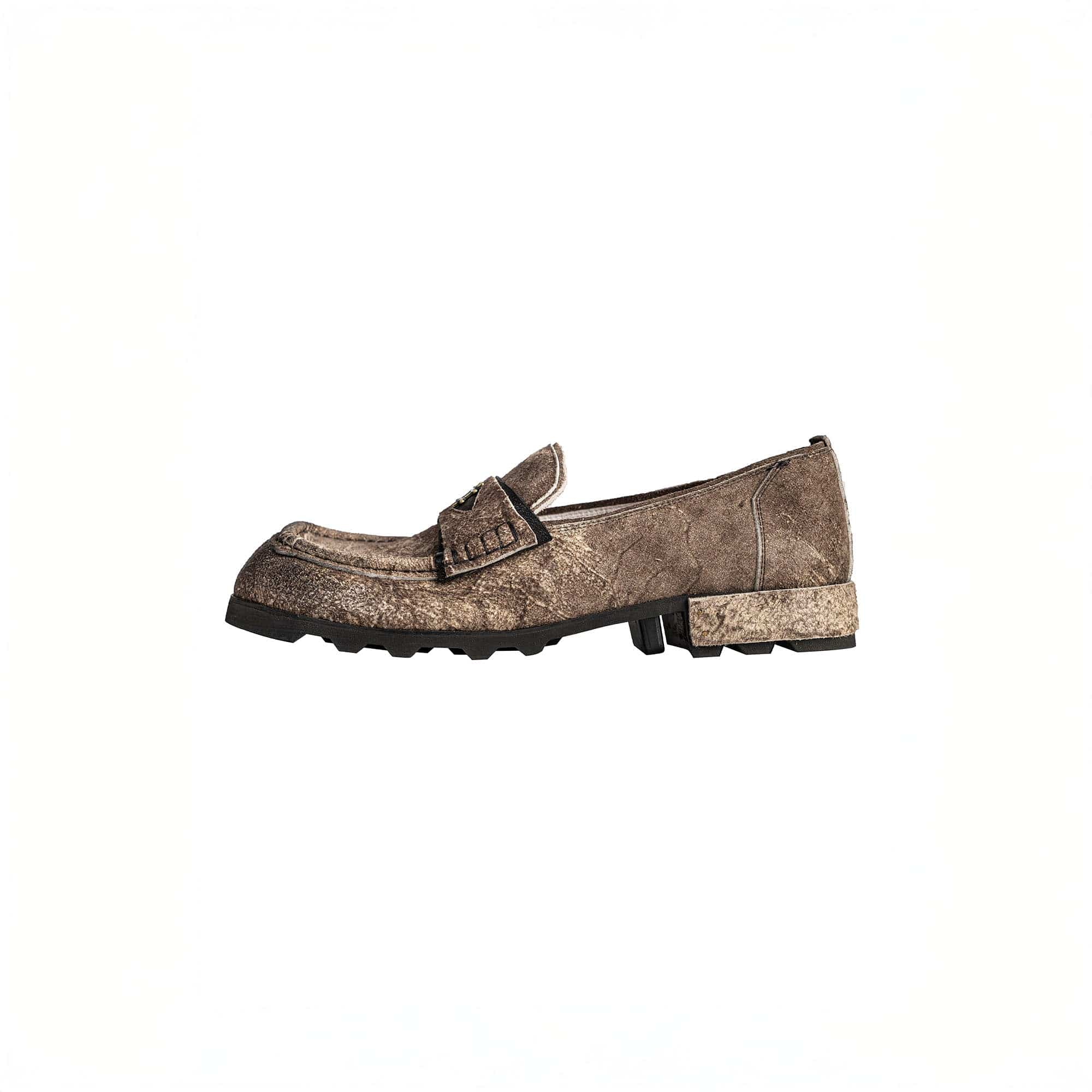 REWRITE Distressed Cowhide Saddle Loafers, premium urban and streetwear designers apparel on PROJECTISR.com, REWRITE