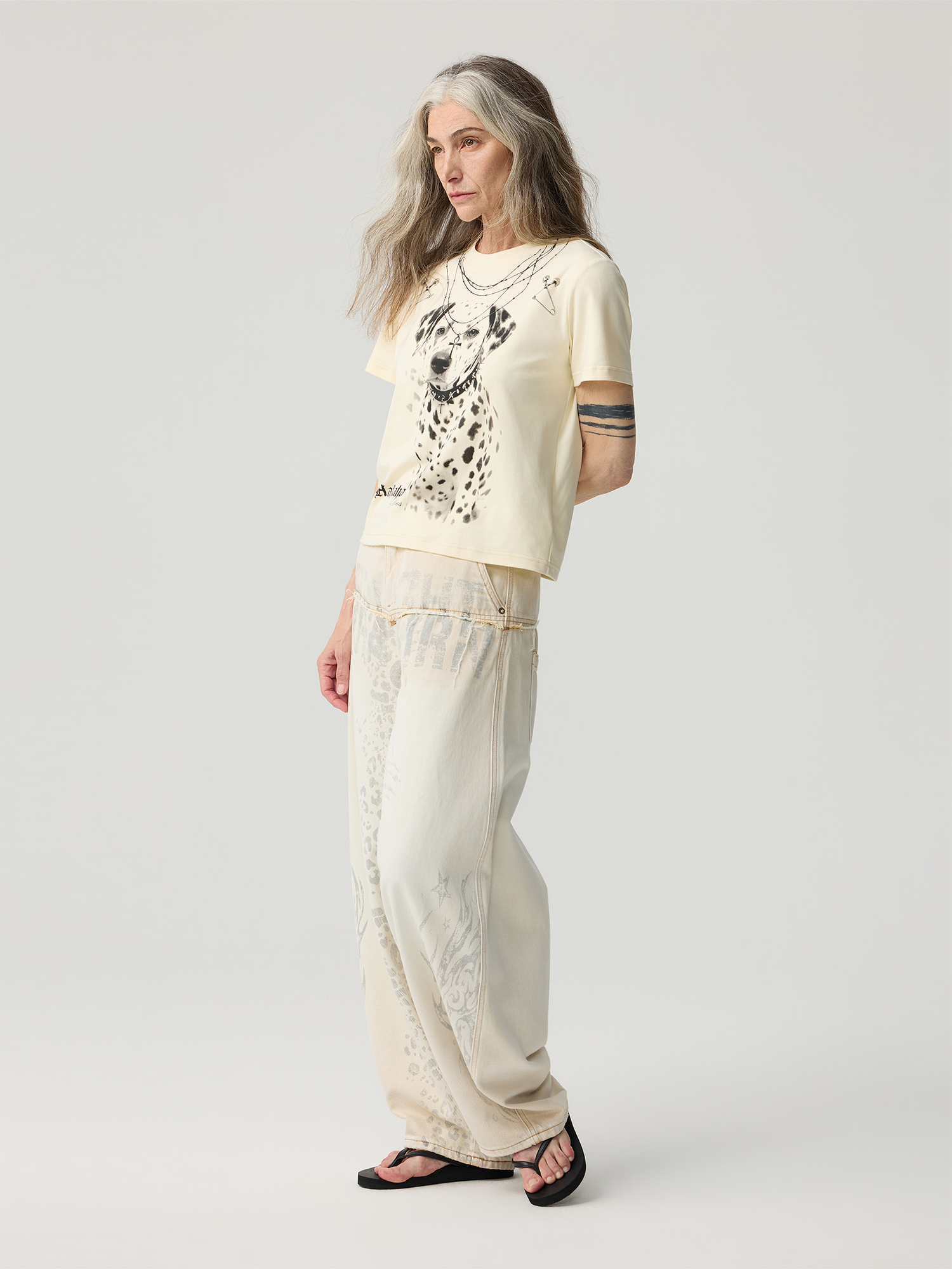 HAHAHA Wide-Leg Silver Leopard Jeans
