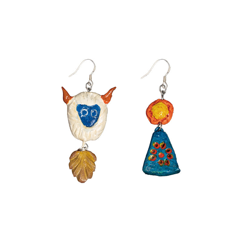 NERHI Tribal Clay Charm-Drop Earrings
