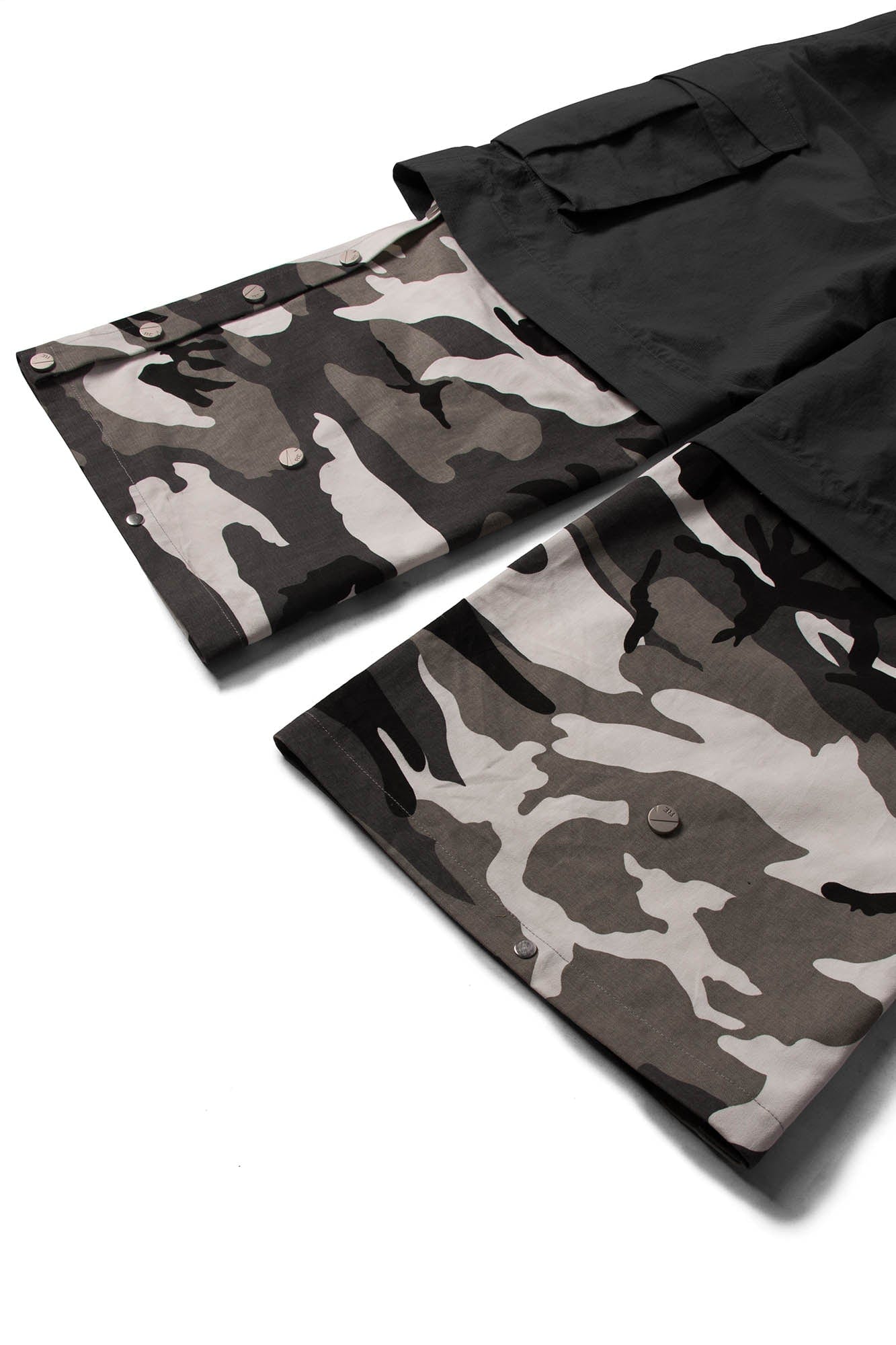 RELABEL Multi-Way Convertible Camo-Leg Cargo Pants, premium urban and streetwear designers apparel on PROJECTISR.com, RELABEL