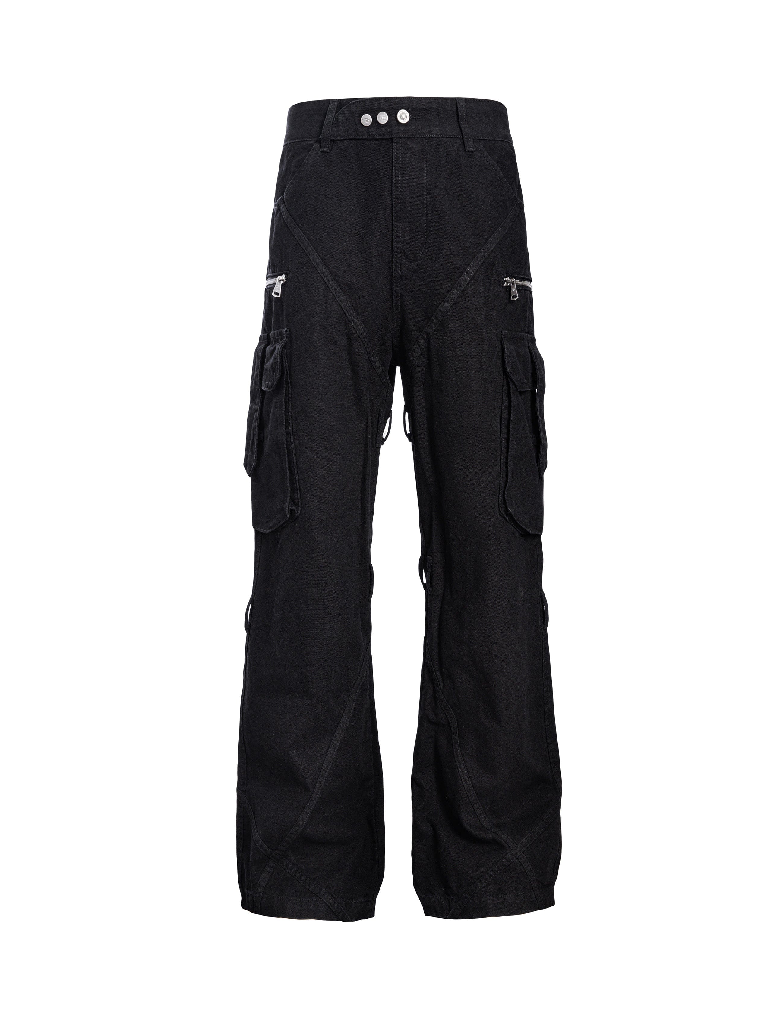 CATSSTAC Strap-Wrapped Spliced Cargo Pants, premium urban and streetwear designers apparel on PROJECTISR.com, CATSSTAC