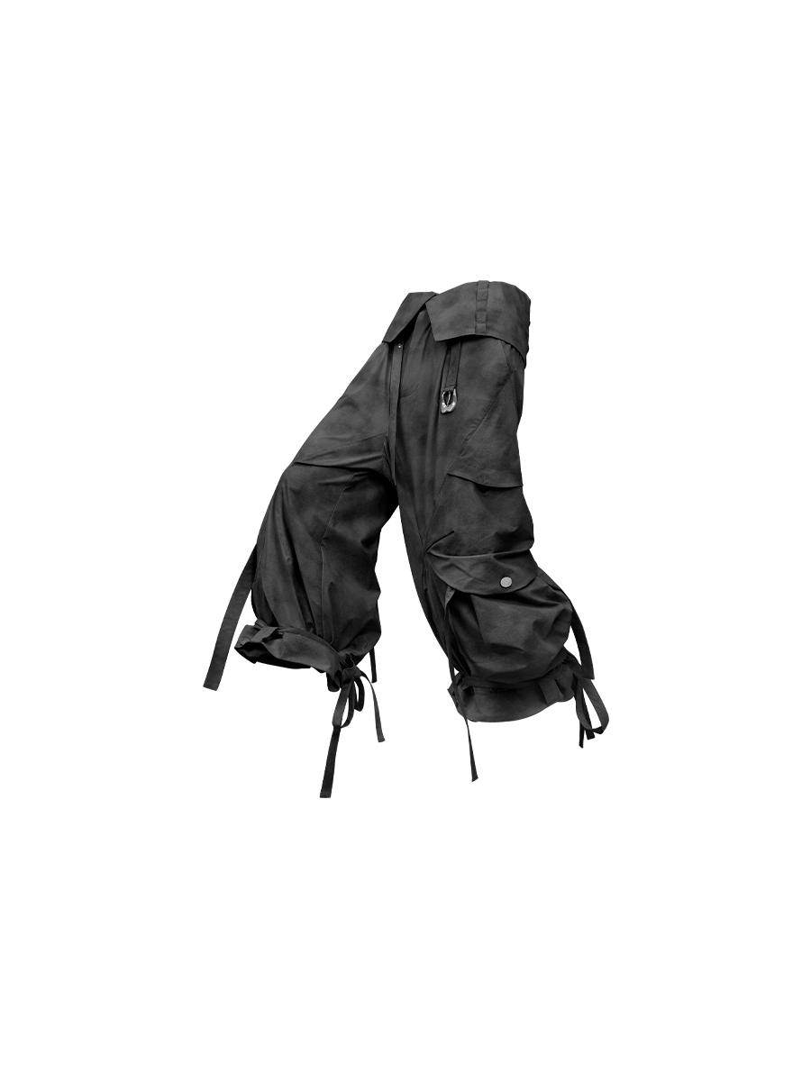 RELABEL Detachable Ruched Inverted Waist Cargo Pants, premium urban and streetwear designers apparel on PROJECTISR.com, RELABEL