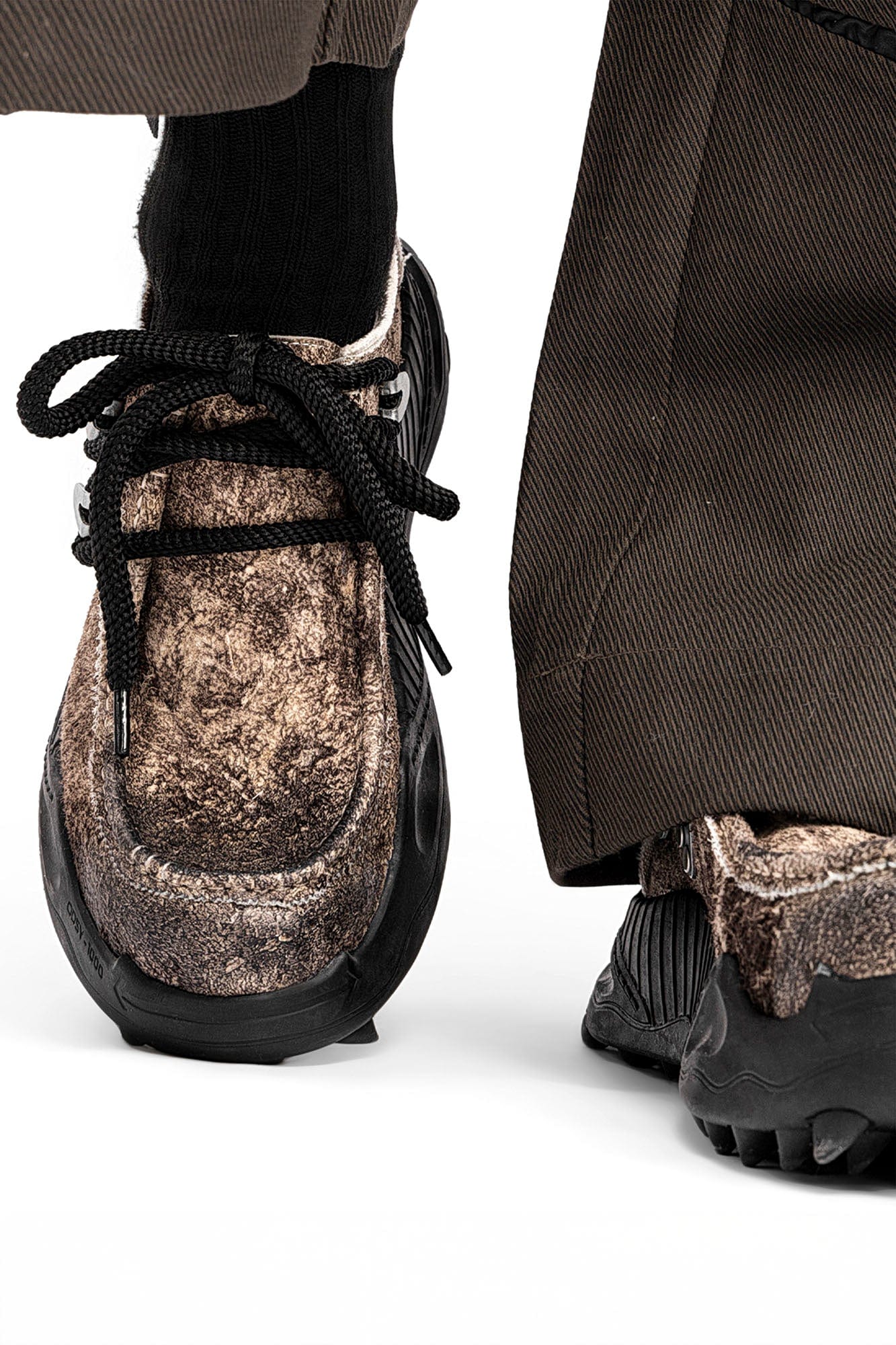 REWRITE Distressed Cowhide Trail Sneakers, premium urban and streetwear designers apparel on PROJECTISR.com, REWRITE