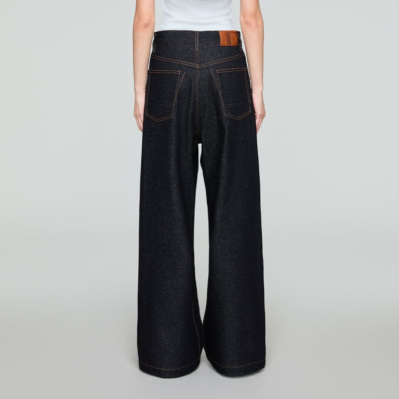 OPICLOTH Retro Washed Pleated Wide-Leg Jeans, premium urban and streetwear designers apparel on PROJECTISR.com, OPICLOTH