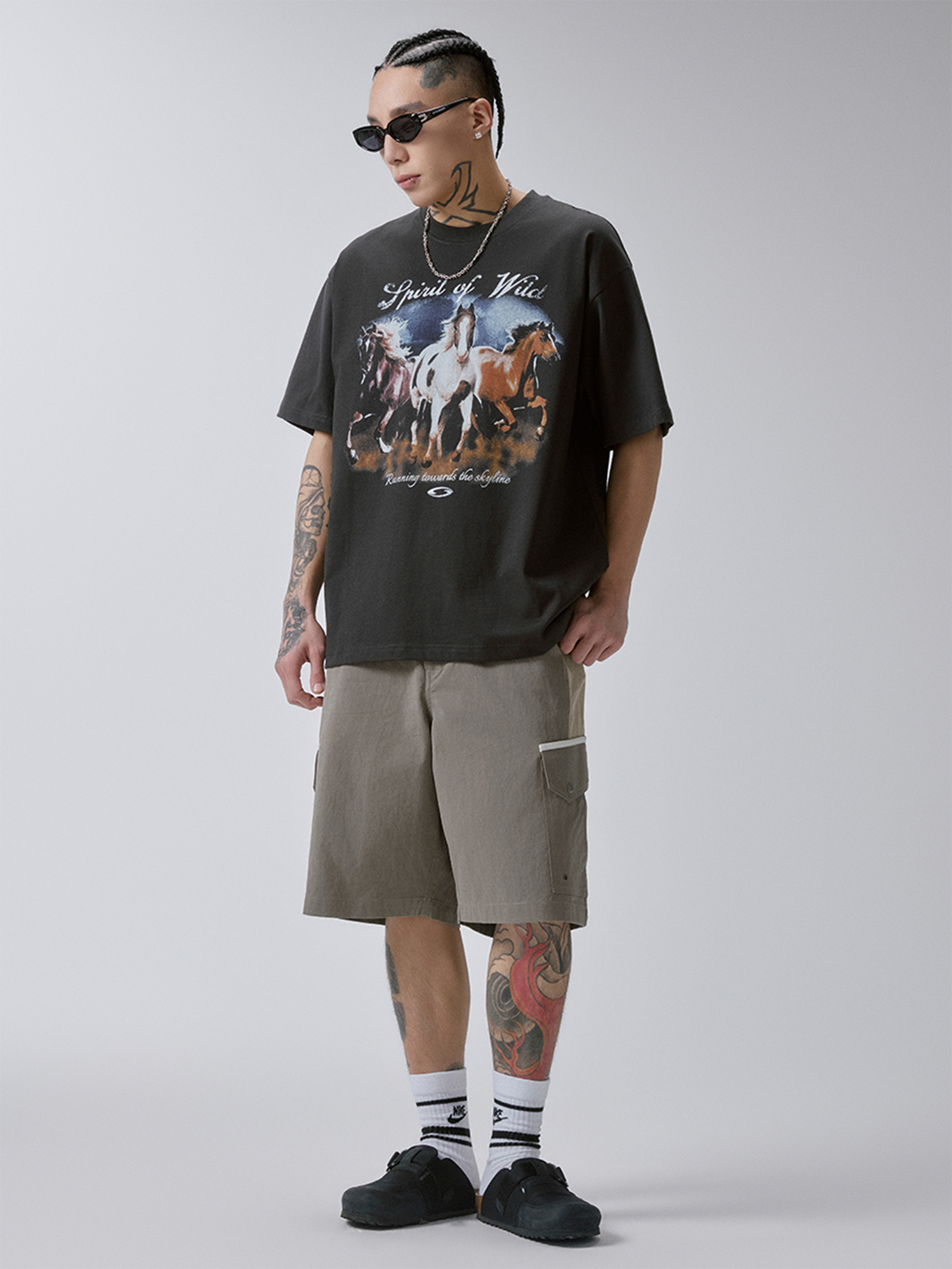 F2CE Washed Retro Horse Graphic T-Shirt