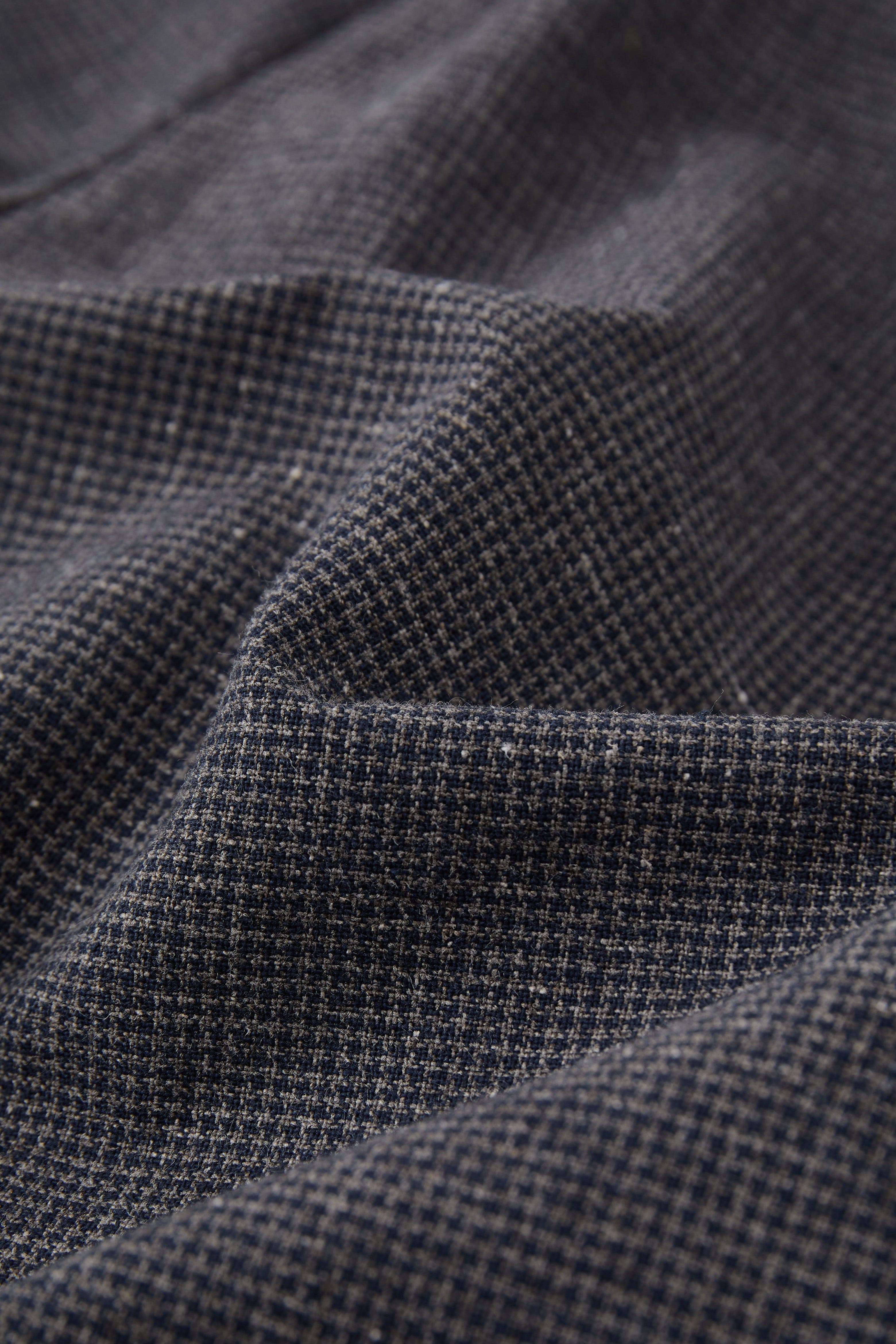 OPICLOTH Asymmetric Pleated Linen-Blend Micro Check Pants