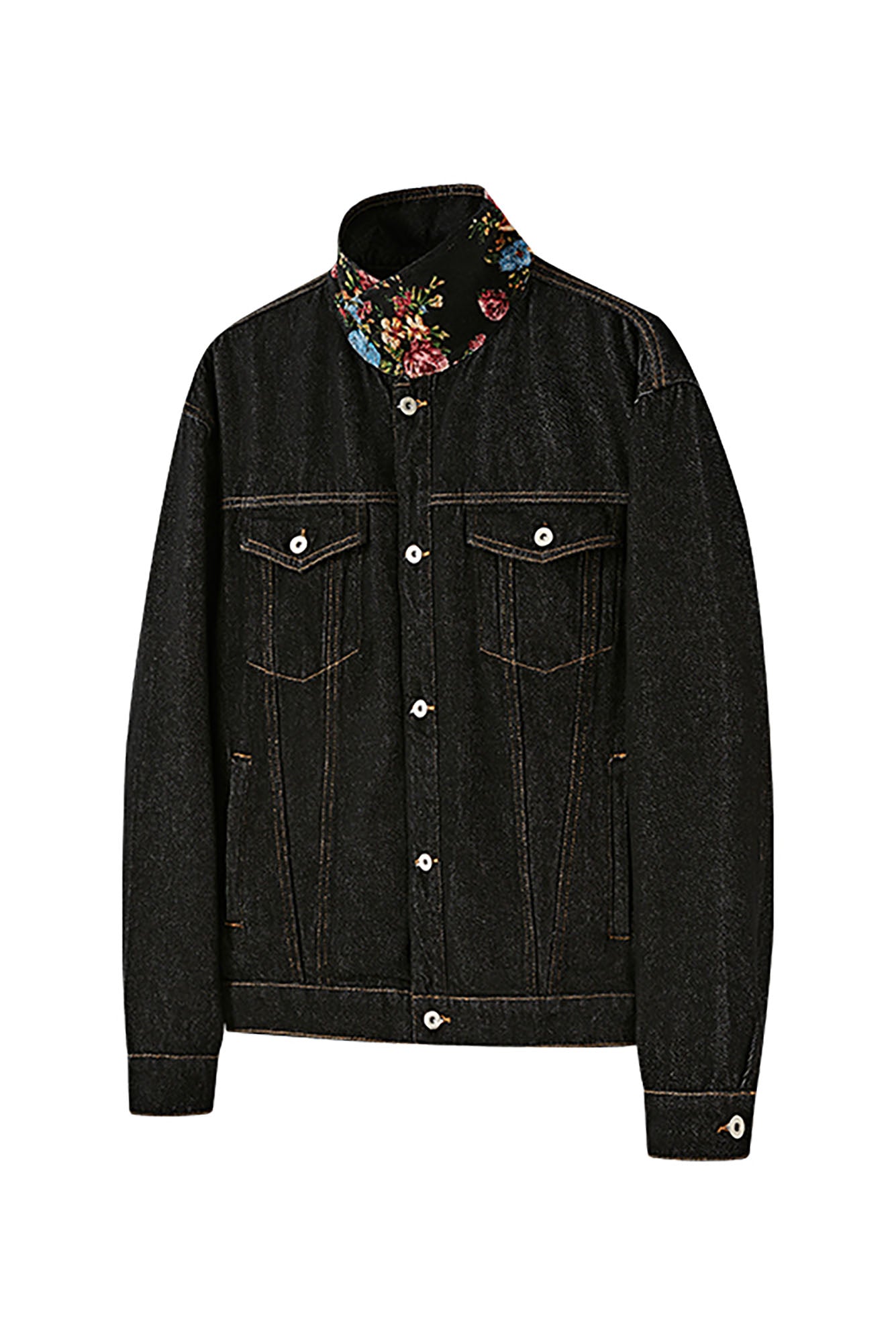 KREATE Floral Lined Stitched Denim Jacket, premium urban and streetwear designers apparel on PROJECTISR.com, KREATE