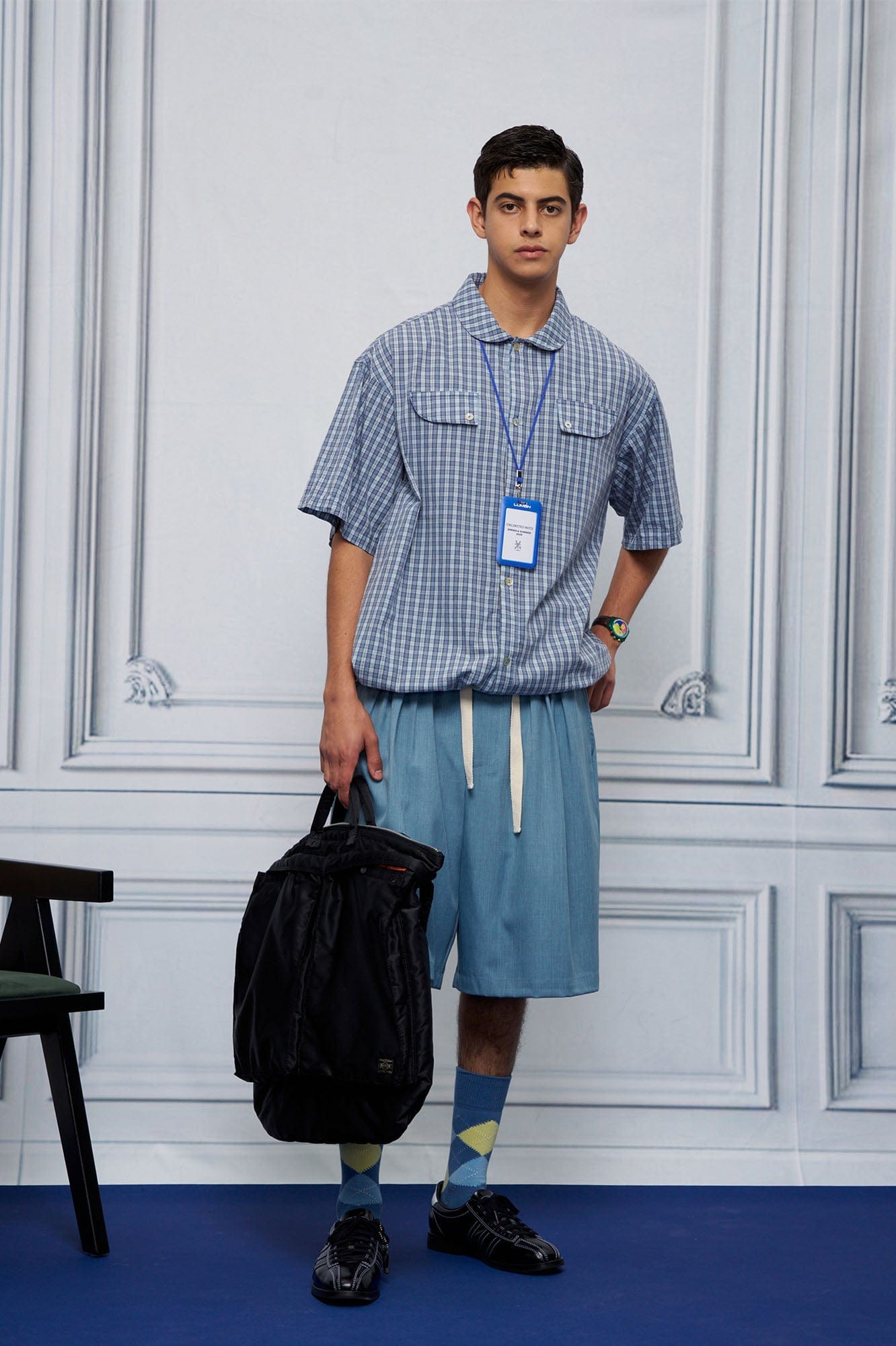 UNLIMITED MOTE Drawstring Hem Plaid Peter Pan Collar Half Shirt, premium urban and streetwear designers apparel on PROJECTISR.com, UNLIMITED MOTE