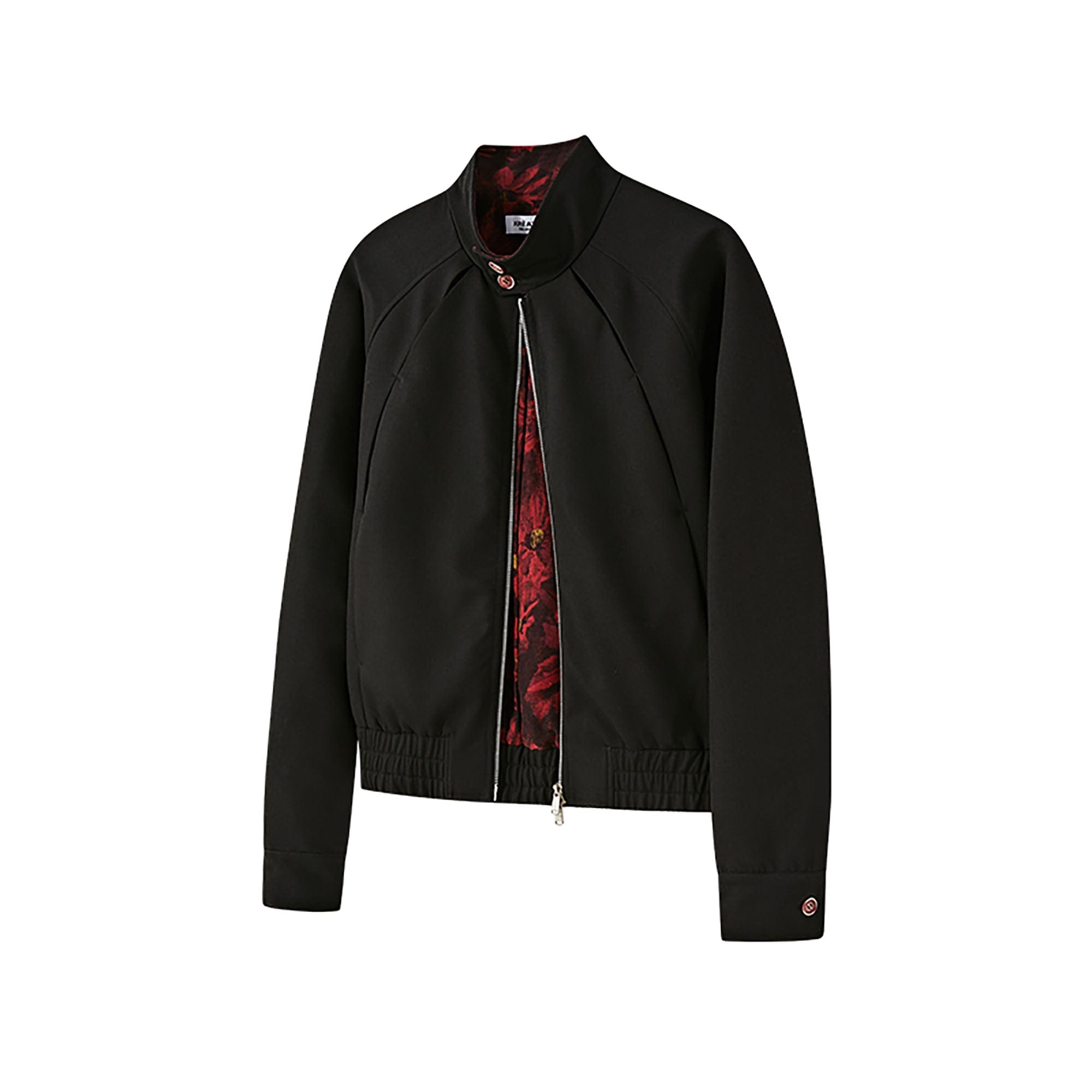KREATE Floral-Lined Spliced Harrington Jacket, premium urban and streetwear designers apparel on PROJECTISR.com, KREATE