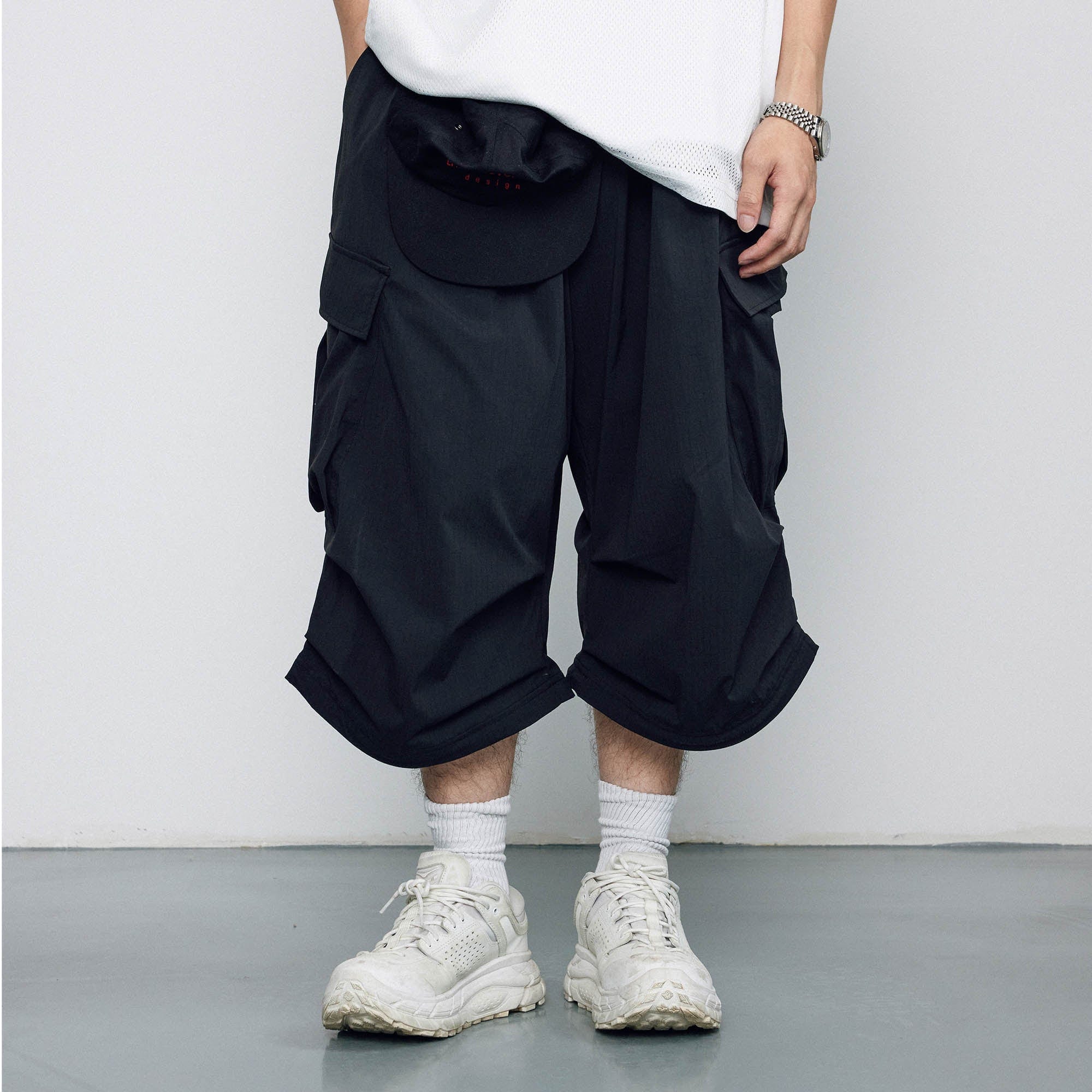 BANANA CLUB Crinkled Multi-Pocket Detachable Cargo Pants, premium urban and streetwear designers apparel on PROJECTISR.com, BANANA CLUB