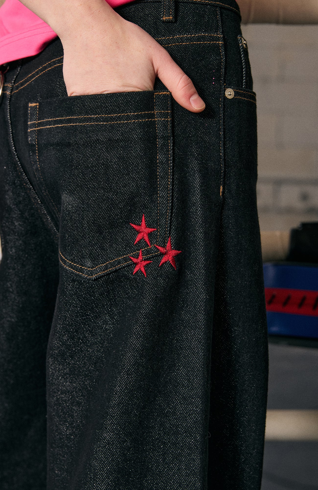 DONSMOKE Wide-Leg Star/ Leopard Cuffed Jeans, premium urban and streetwear designers apparel on PROJECTISR.com, DONSMOKE