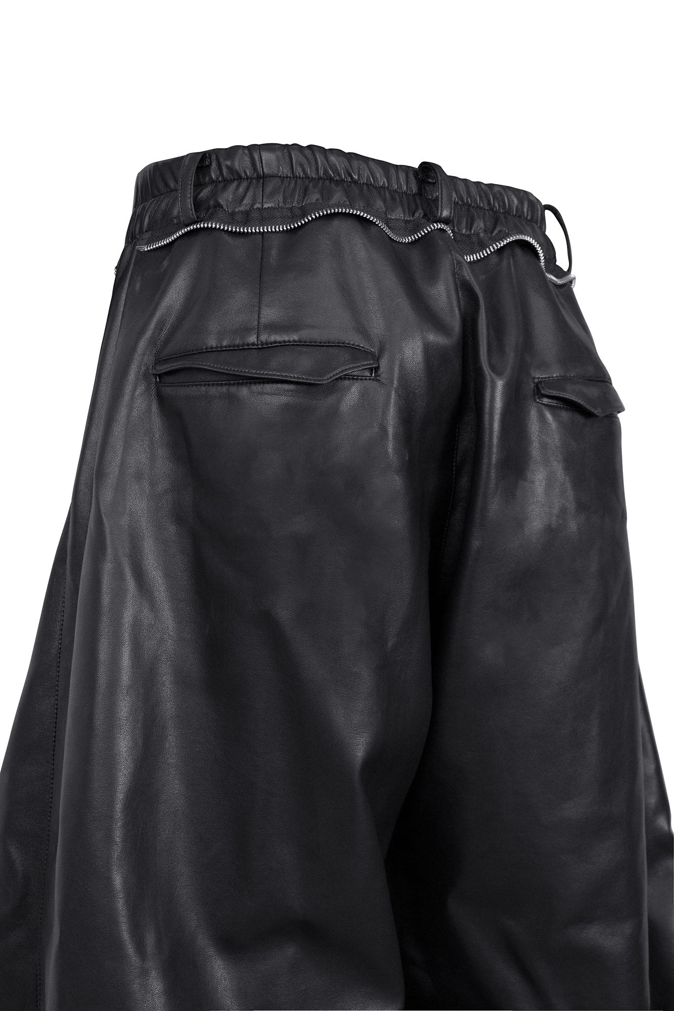 RELABEL Pleated Rivet Oversized PU Pants, premium urban and streetwear designers apparel on PROJECTISR.com, RELABEL