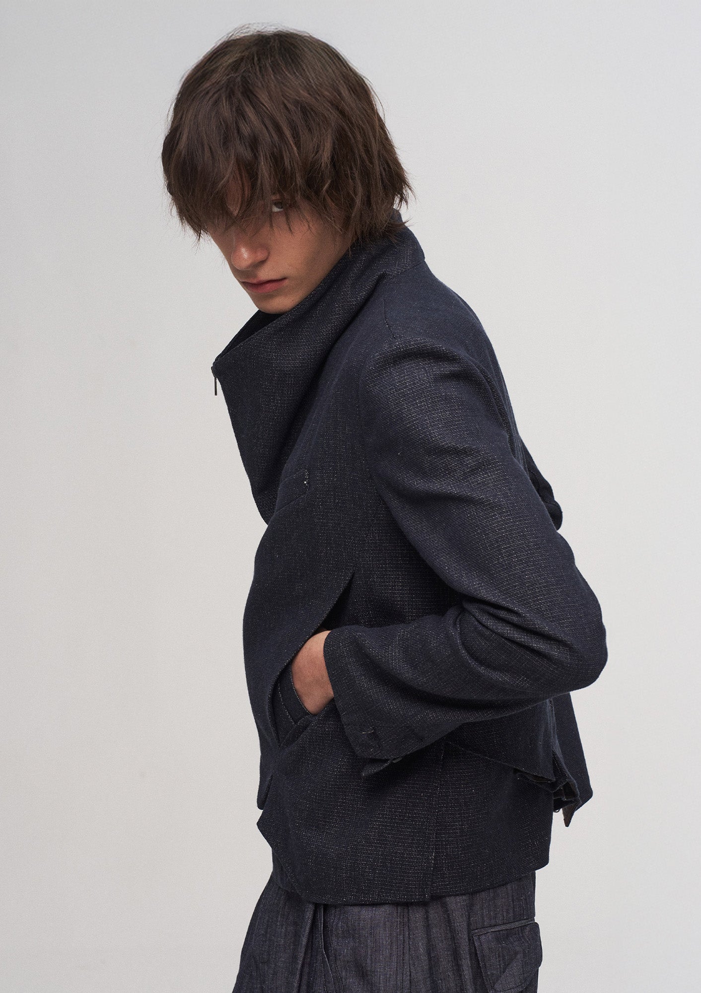 ILNya Nieternite Nifutur Double-Layer Weave Linen Jacket Blue, premium urban and streetwear designers apparel on PROJECTISR.com, ILNya Nieternite Nifutur