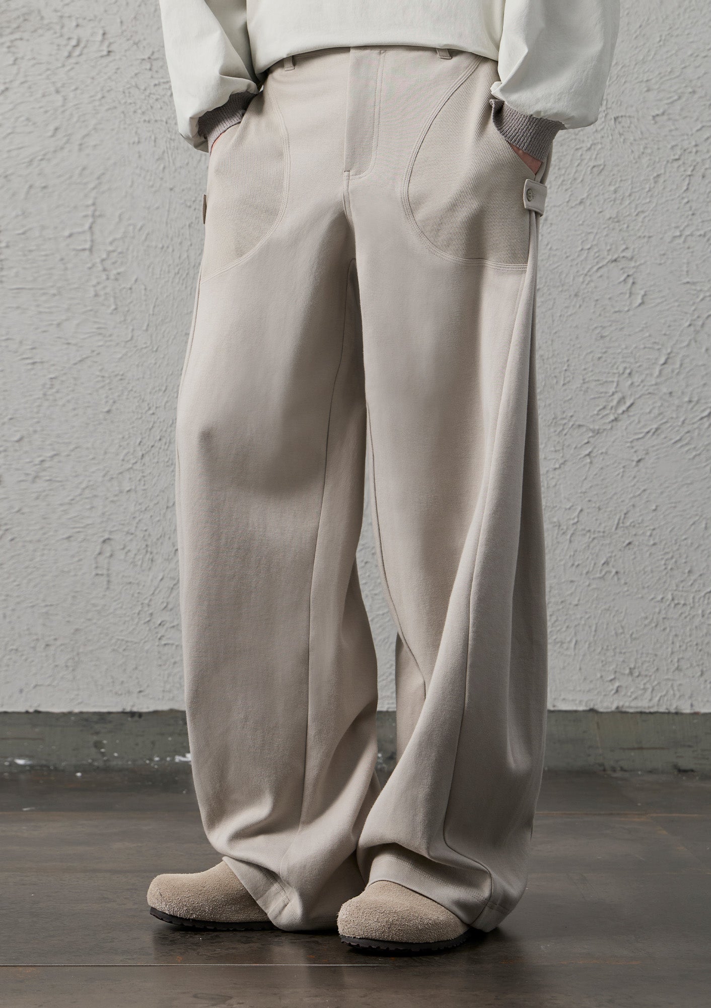 ORGANIC EMOTION Pleat Seam Curved Pants, premium urban and streetwear designers apparel on PROJECTISR.com, ORGANIC EMOTION