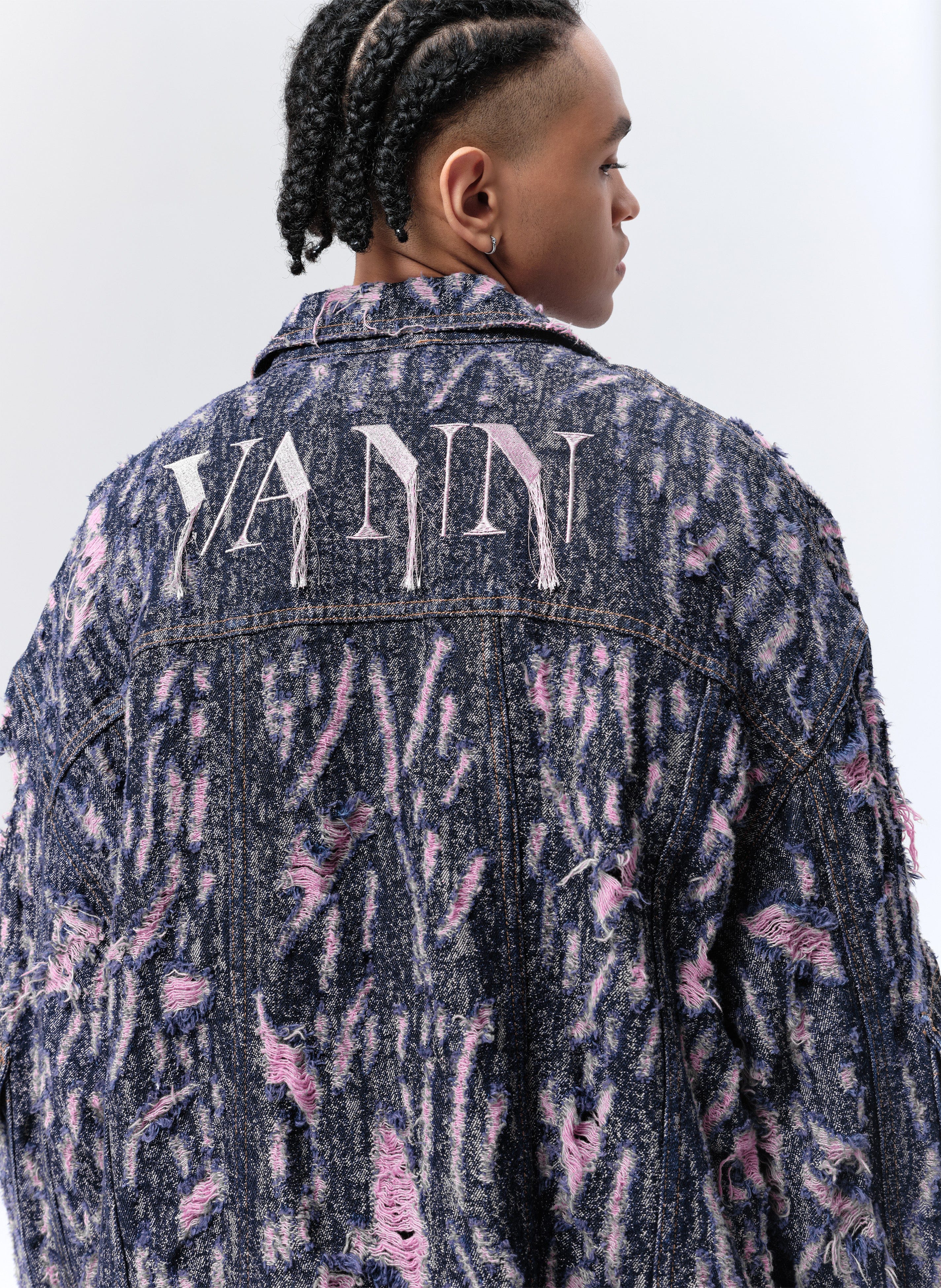 VANN VALRENCE Distressed Embroidered Multi-Pockets Denim Jacket, premium urban and streetwear designers apparel on PROJECTISR.com, VANN VALRENCE
