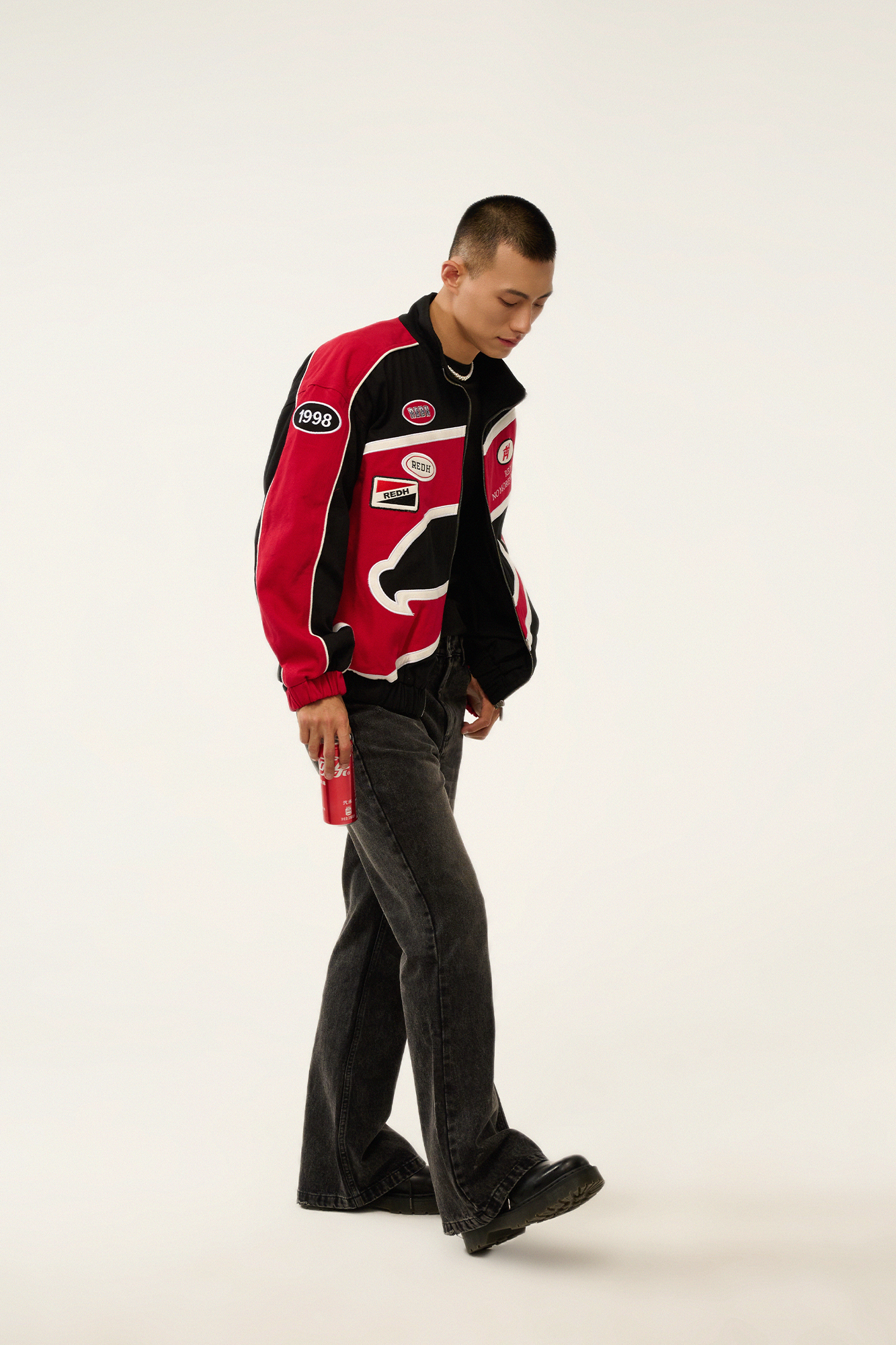 REDH Contrast Panel Embroidered Racing Jacket