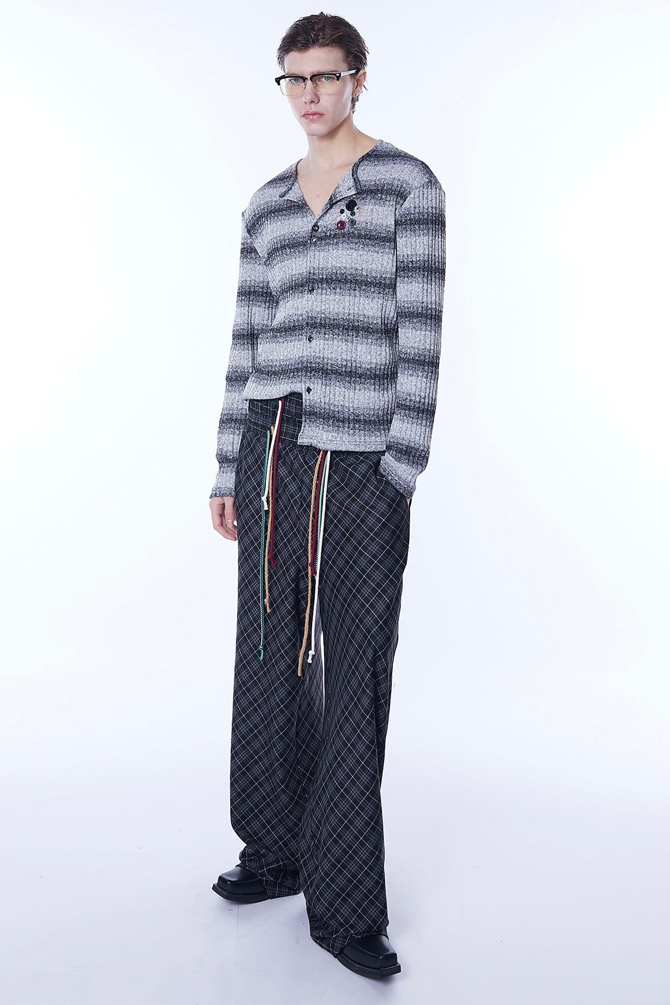 ASSEEN Plaid Double-Waist Drawstring Wide-Leg Pants, premium urban and streetwear designers apparel on PROJECTISR.com, ASSEEN